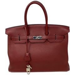 Hermes Rouge Birkin 35 Bag