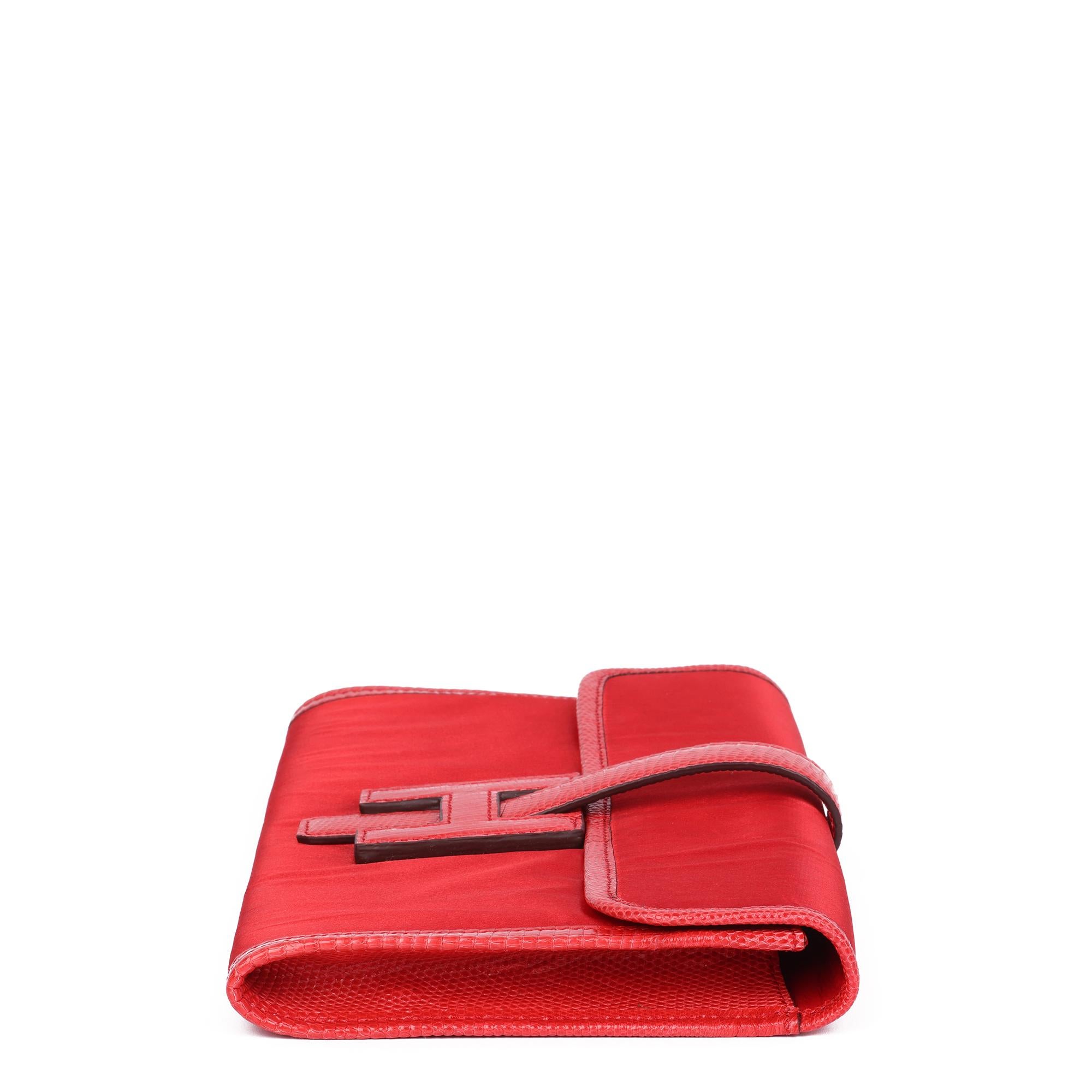 Hermes Rouge Braise Lizard Leather & Silk Jige Elan 29 5