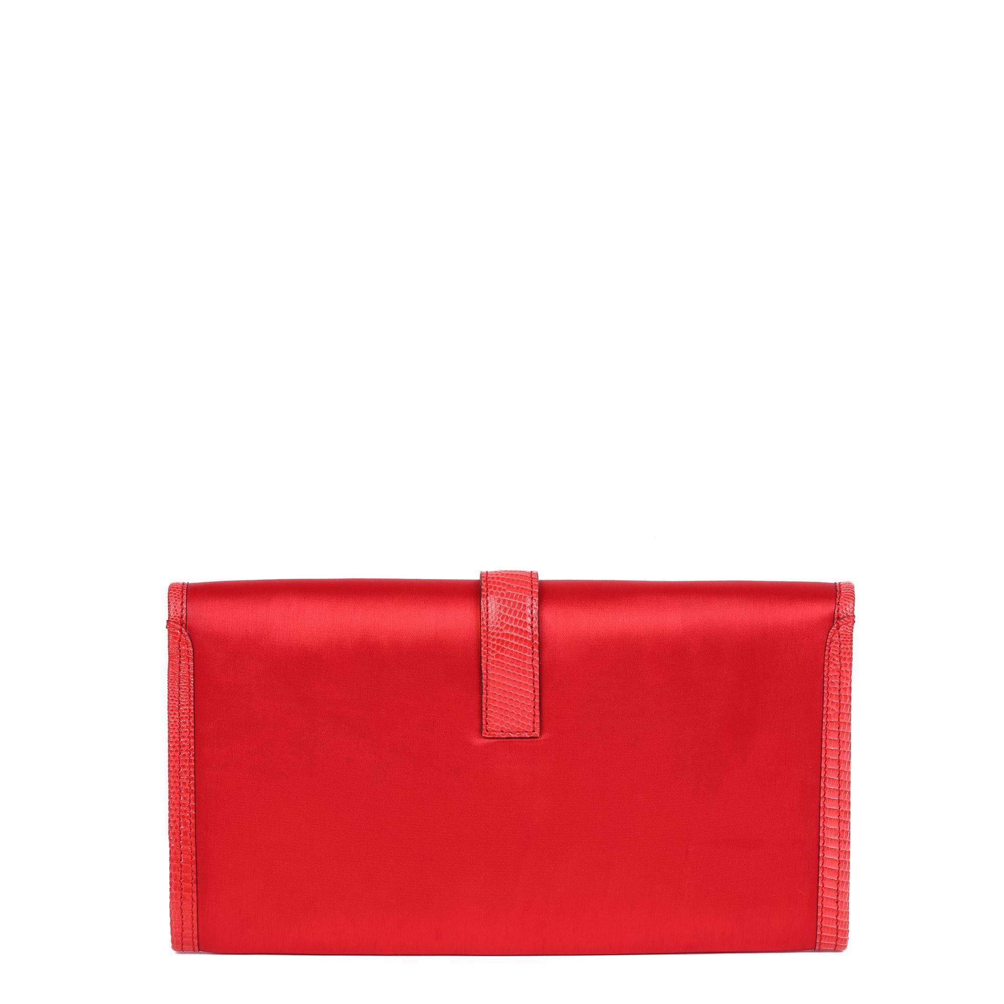 Hermes Rouge Braise Lizard Leather & Silk Jige Elan 29 6