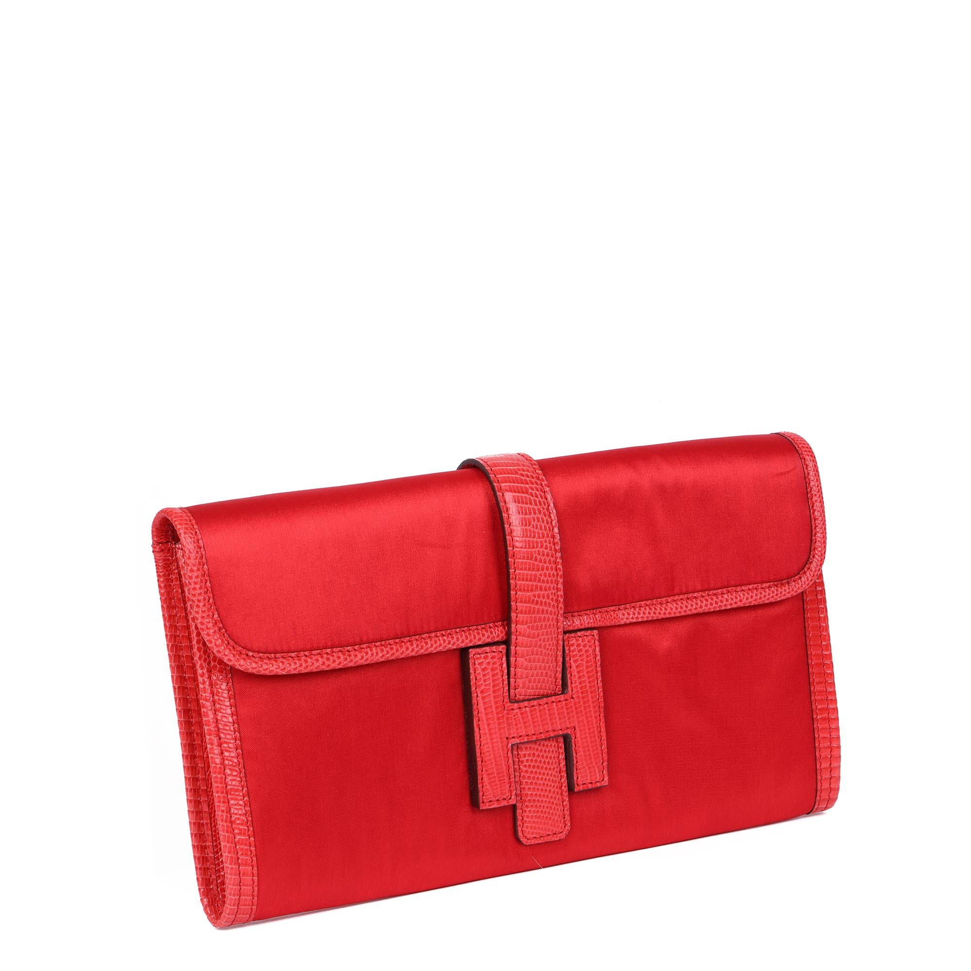 Hermes Rouge Braise Lizard Leather & Silk Jige Elan 29 3