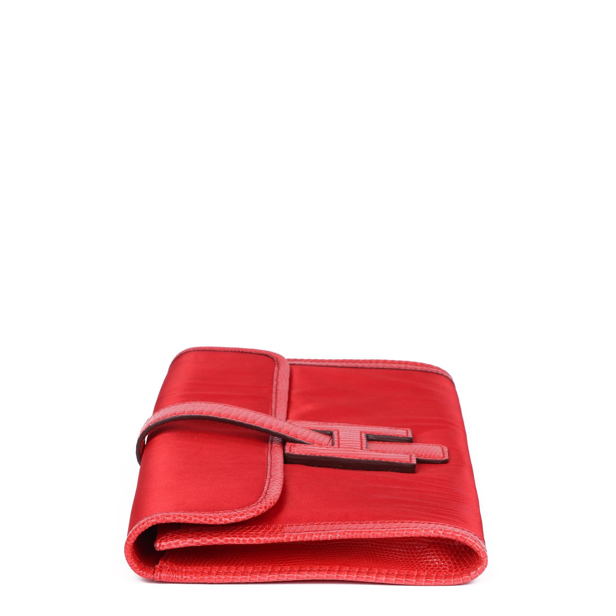 Hermes Rouge Braise Lizard Leather & Silk Jige Elan 29 4