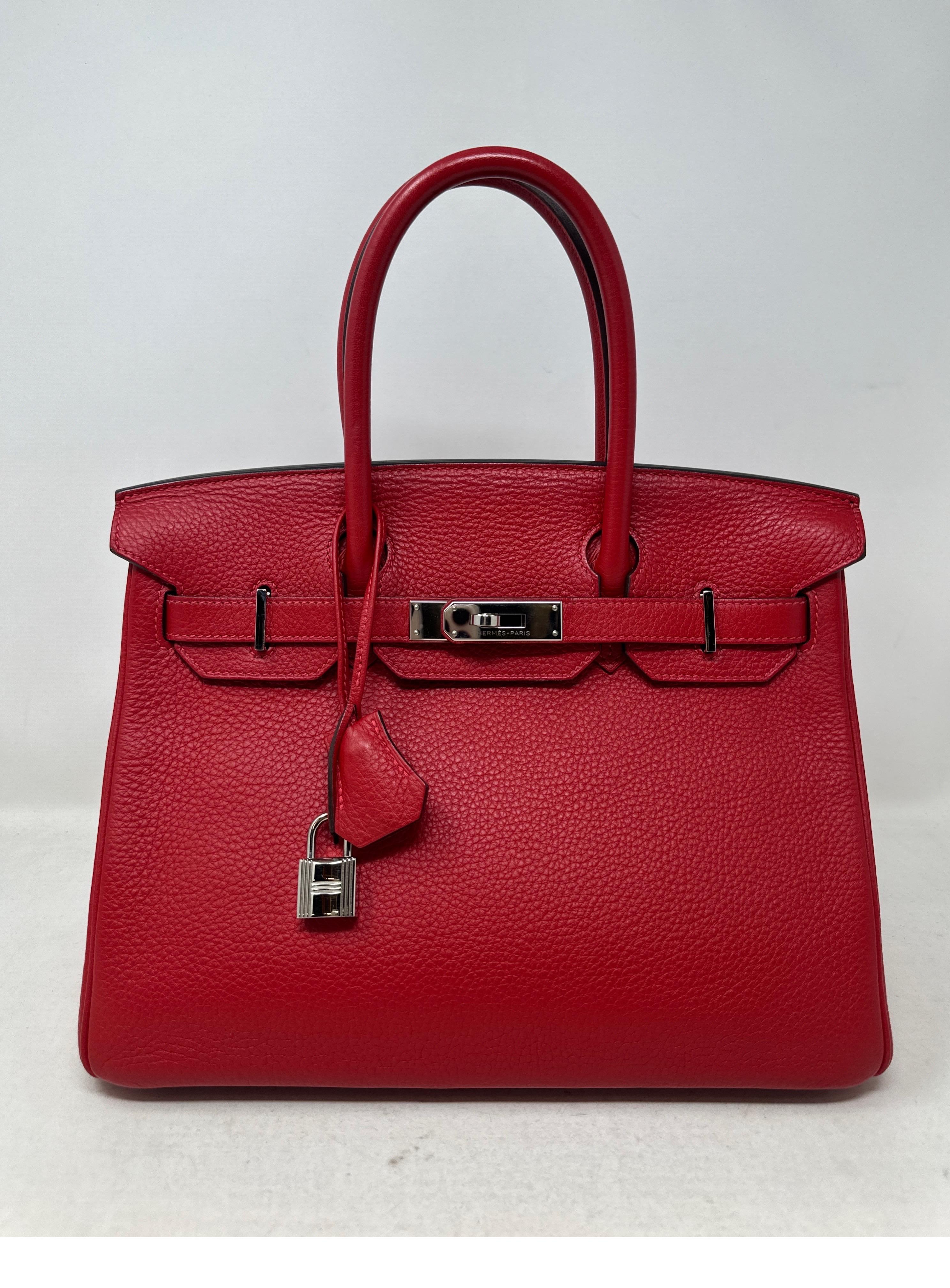 Birkin 30 Tasche von Hermès Rouge Casaque im Angebot 4