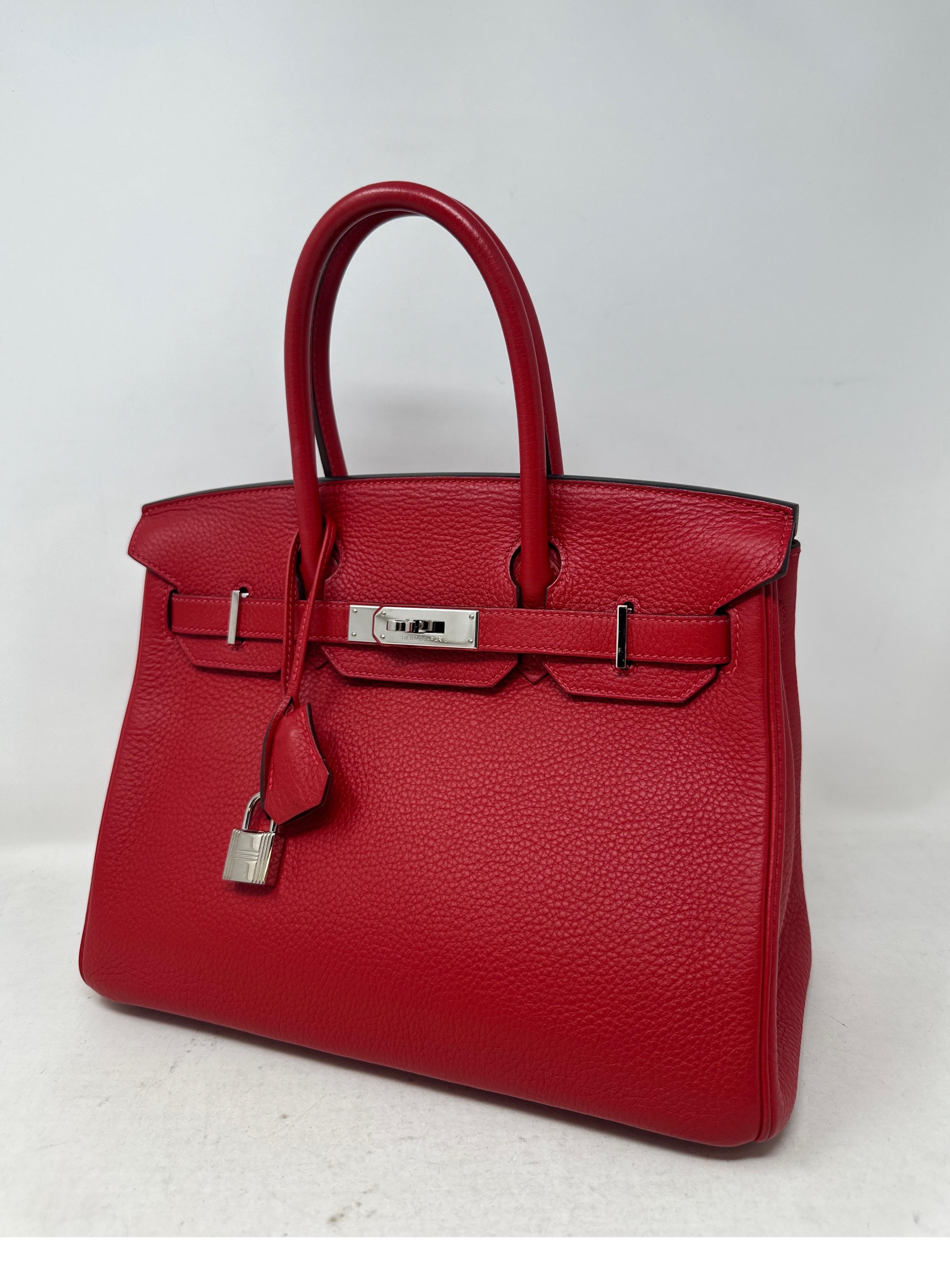 Birkin 30 Tasche von Hermès Rouge Casaque im Angebot 5