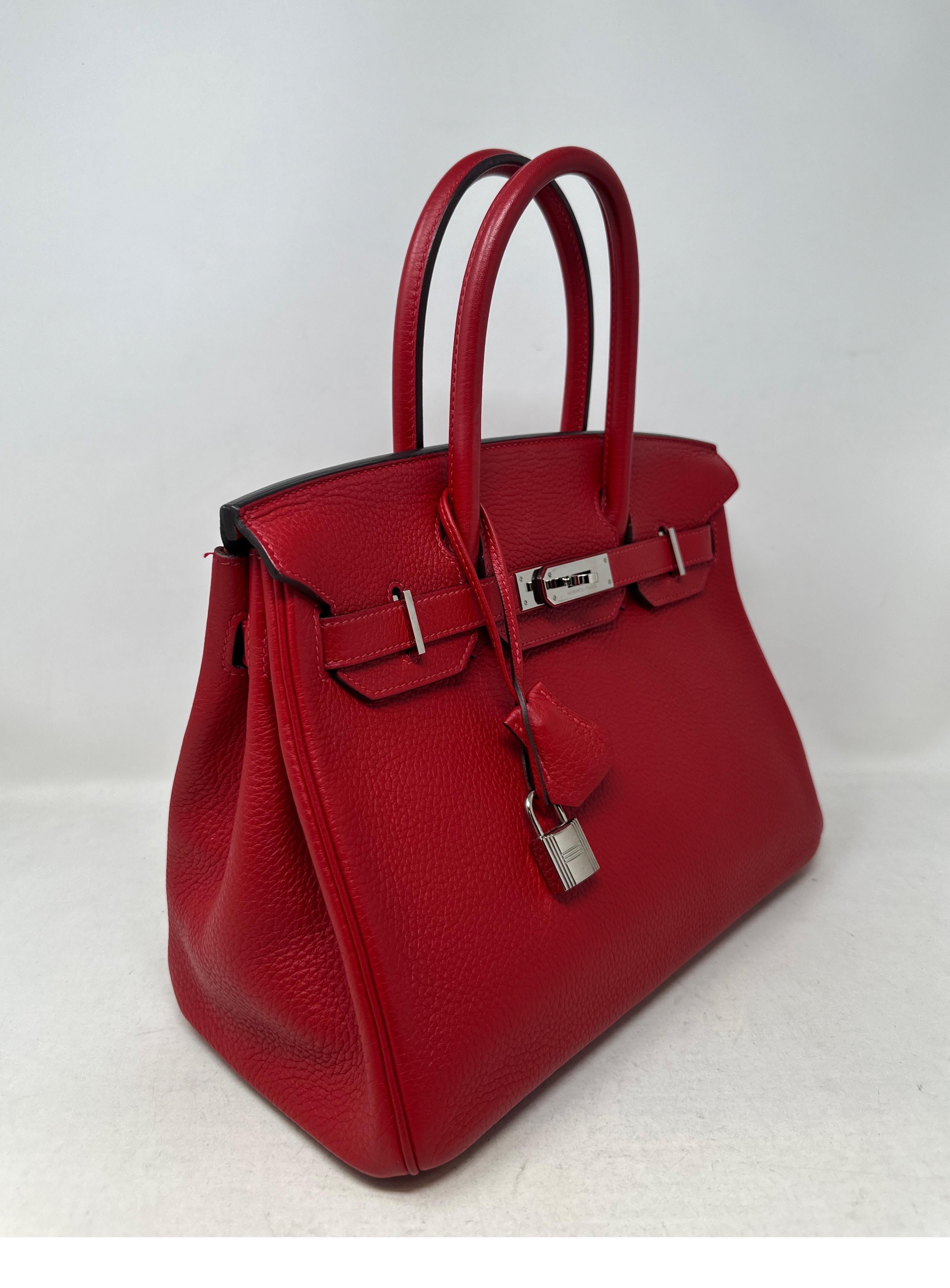 Birkin 30 Tasche von Hermès Rouge Casaque im Angebot 6