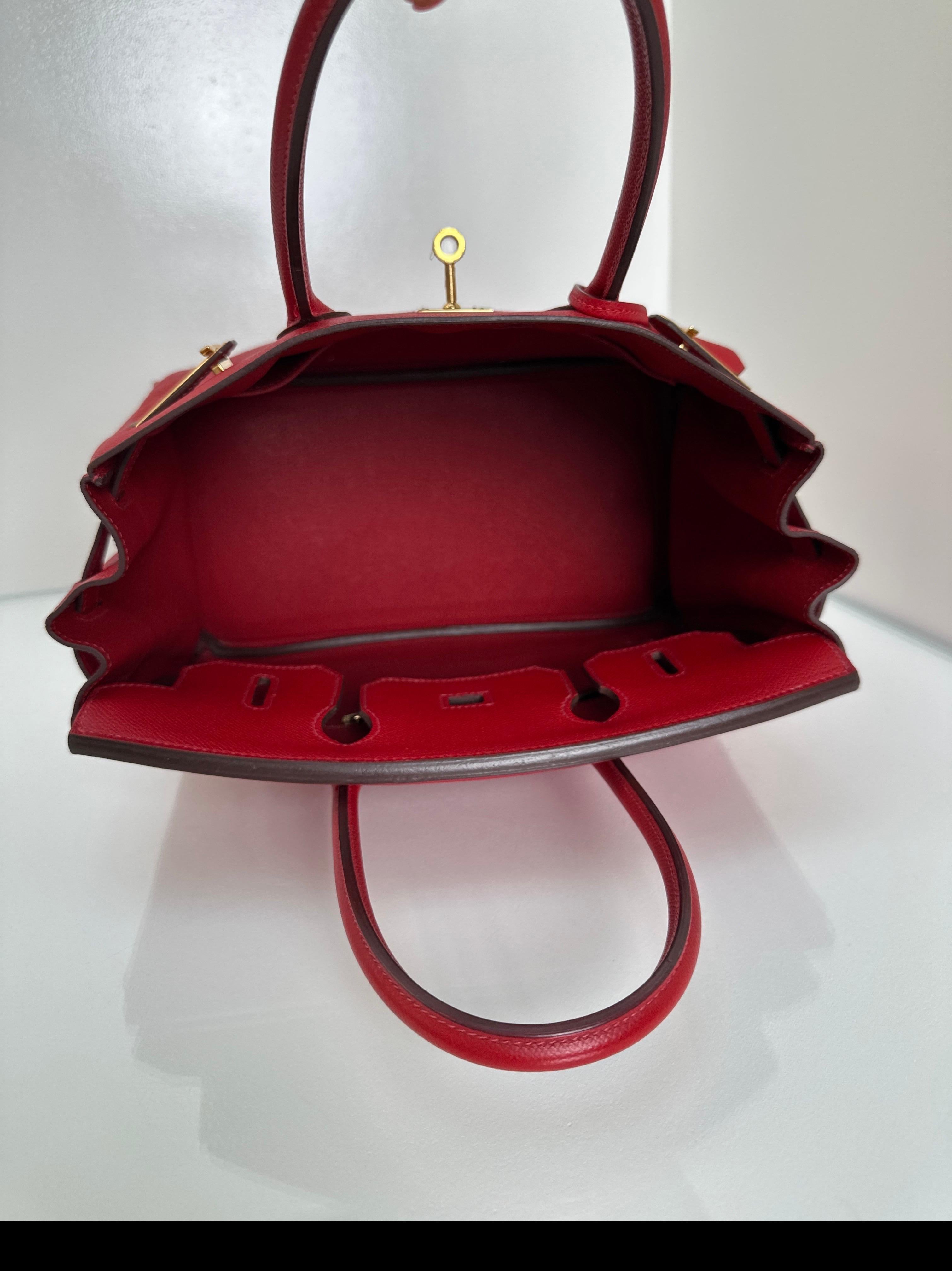 Hermès - Sac Birkin 30 rouge Casaque en vente 7