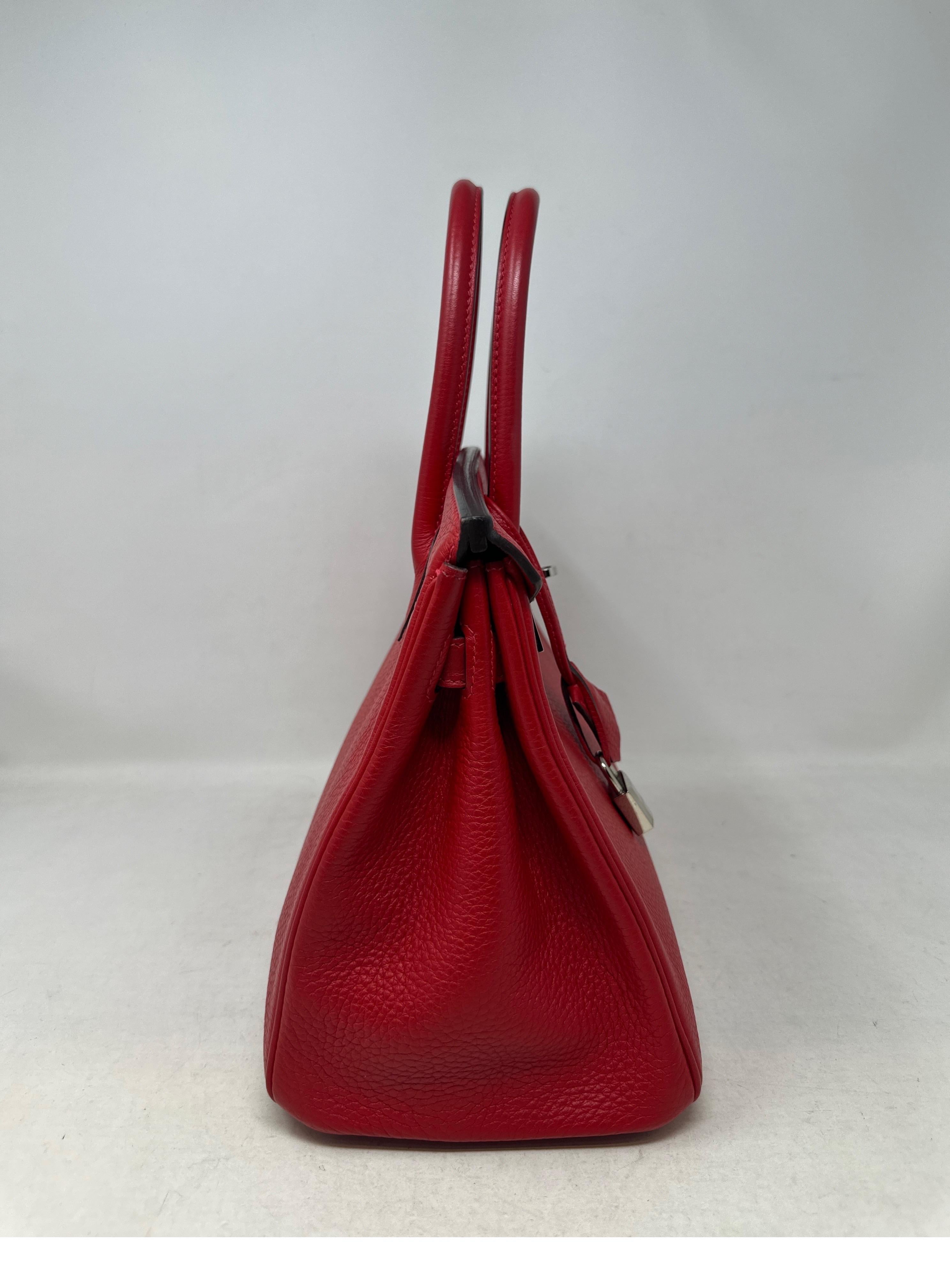 Birkin 30 Tasche von Hermès Rouge Casaque im Angebot 7