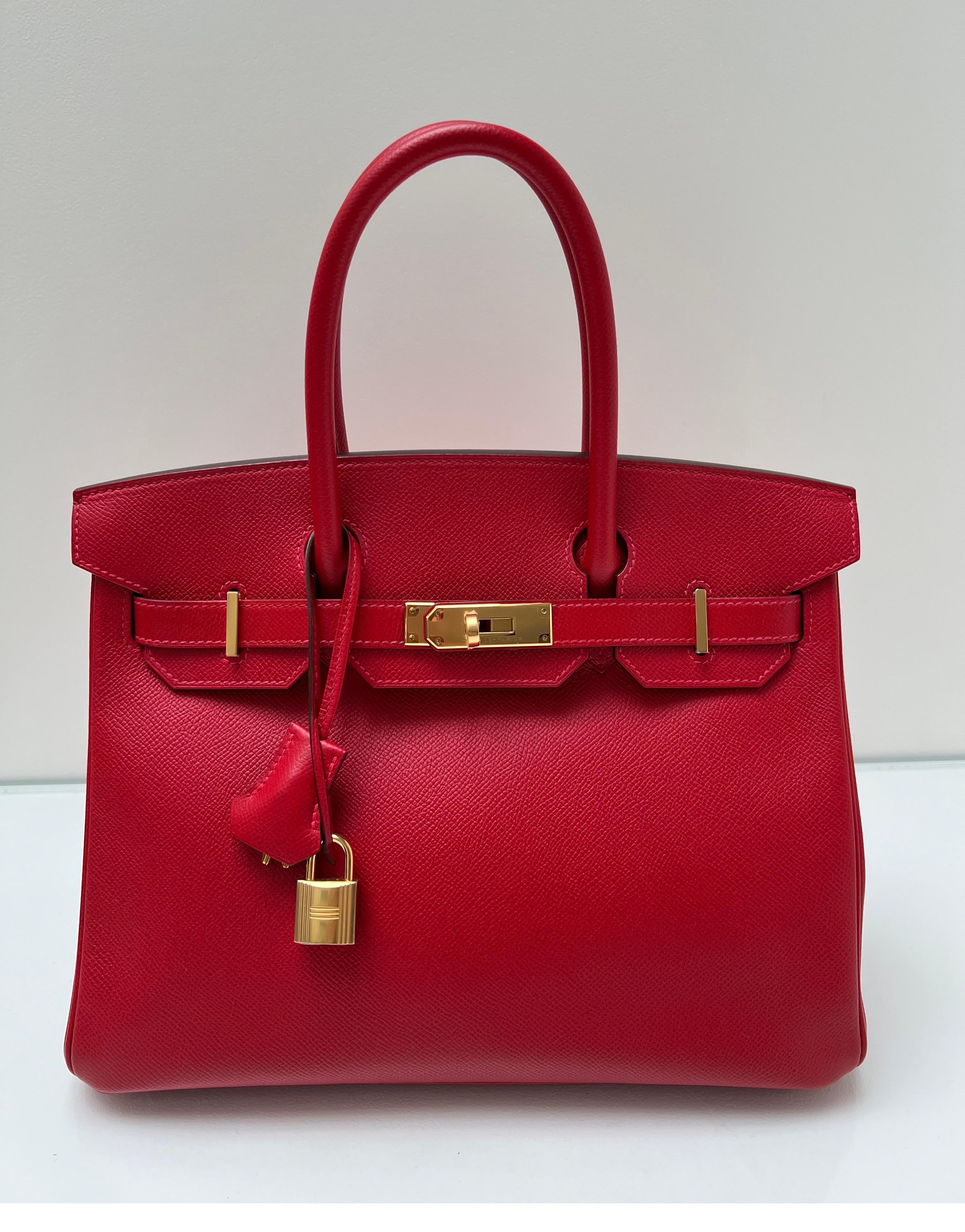 Hermes Rouge Casaque Birkin 30 Bag 8
