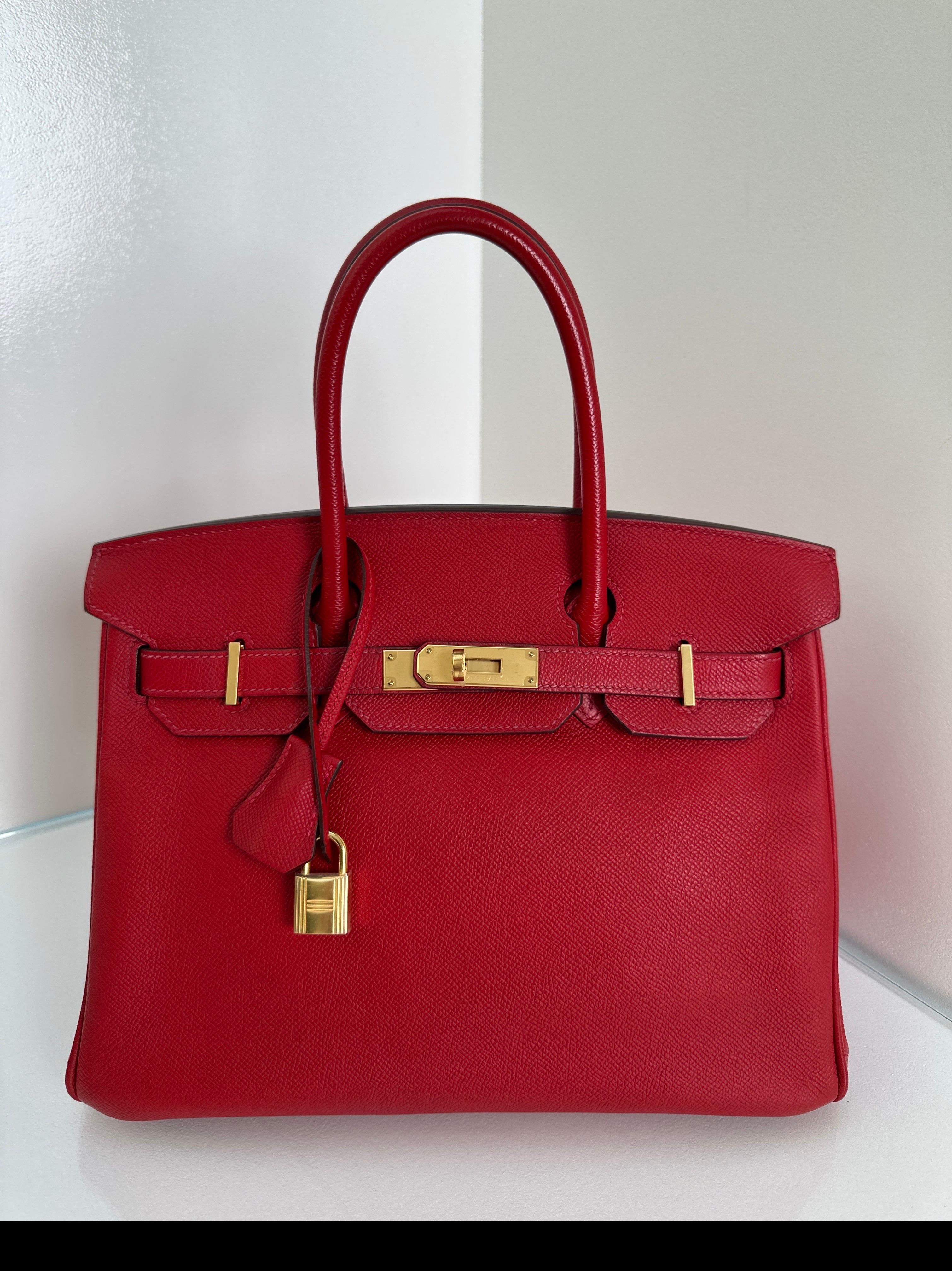 Hermès - Sac Birkin 30 rouge Casaque en vente 9