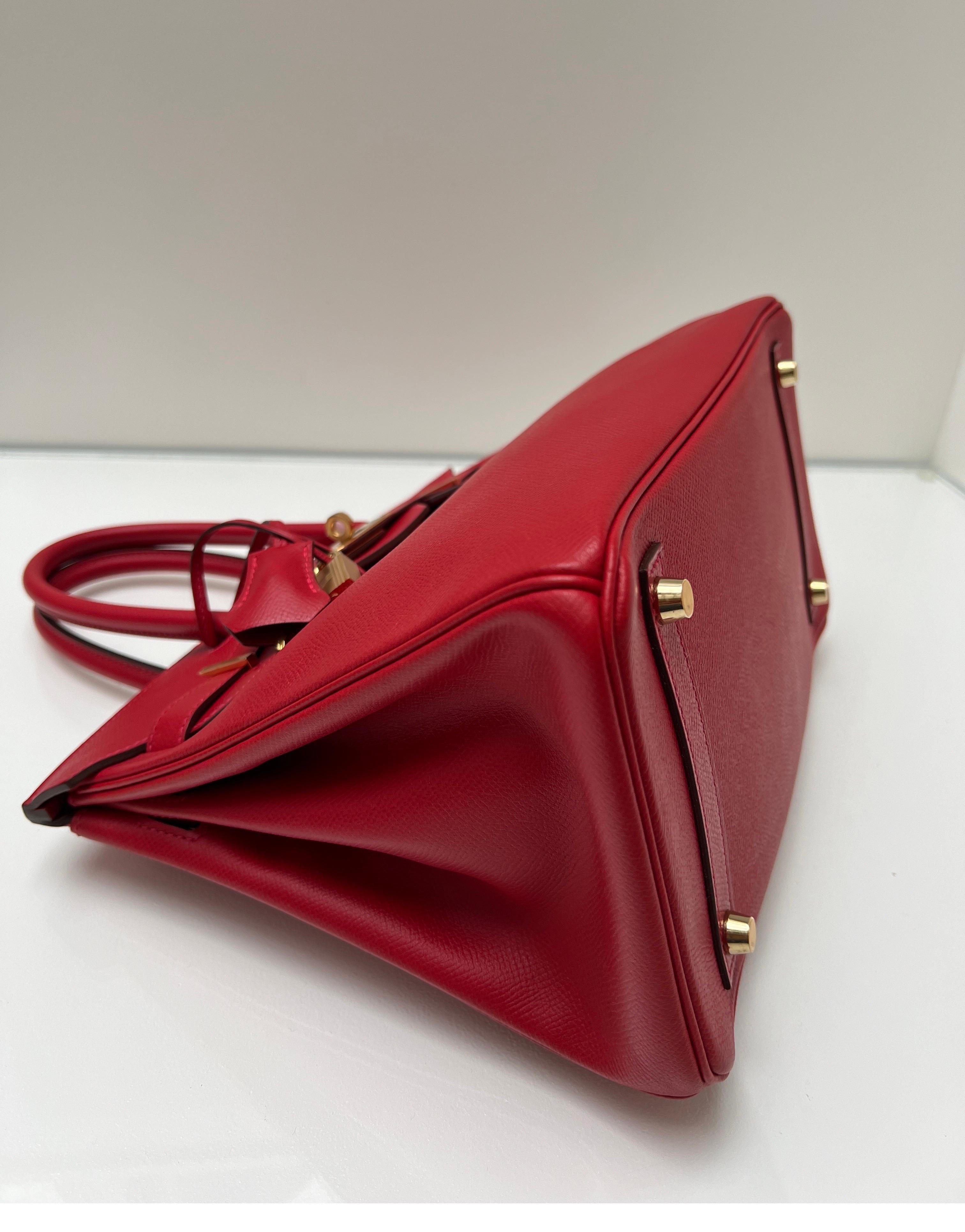 Hermes Rouge Casaque Birkin 30 Bag 10