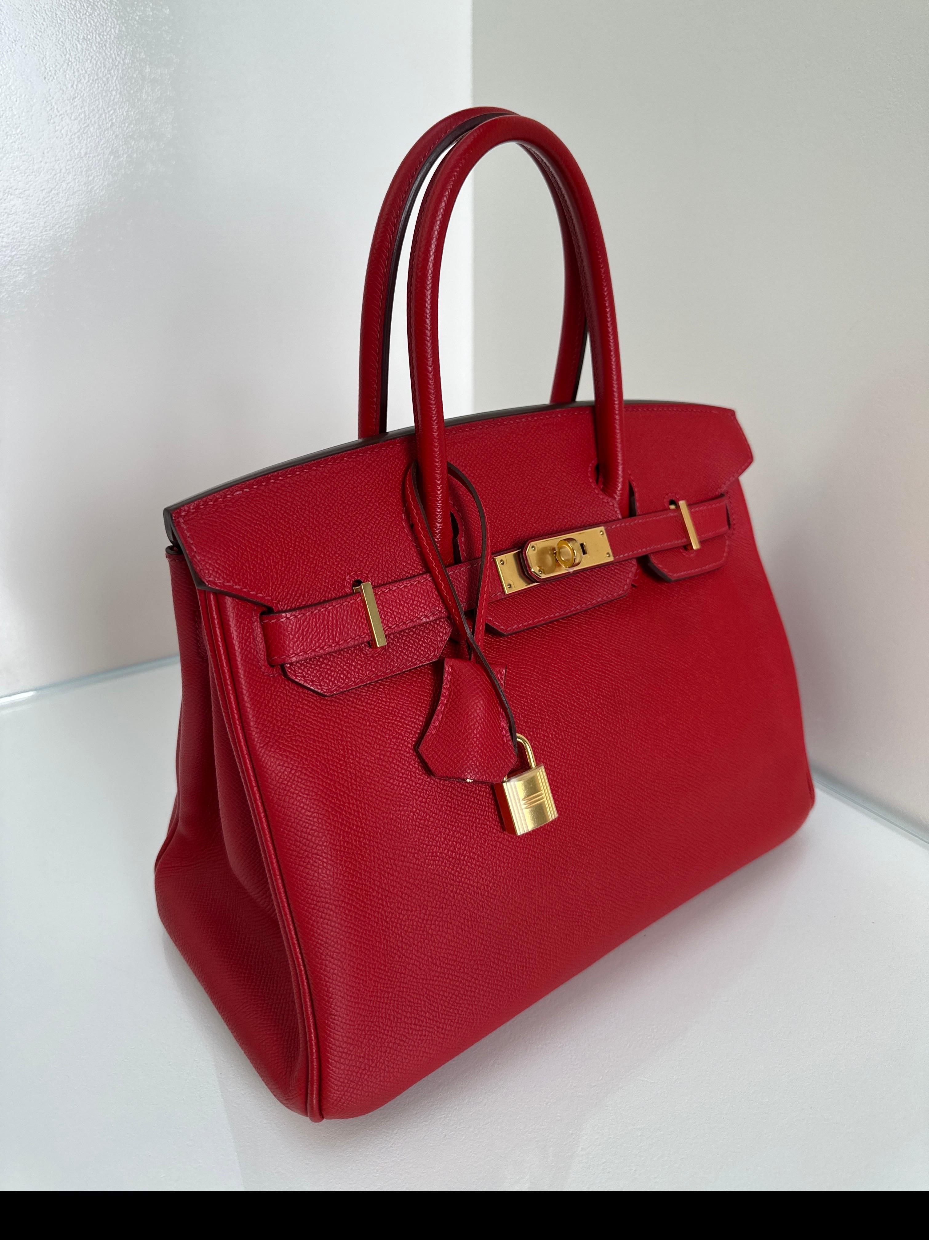 Hermès - Sac Birkin 30 rouge Casaque en vente 10