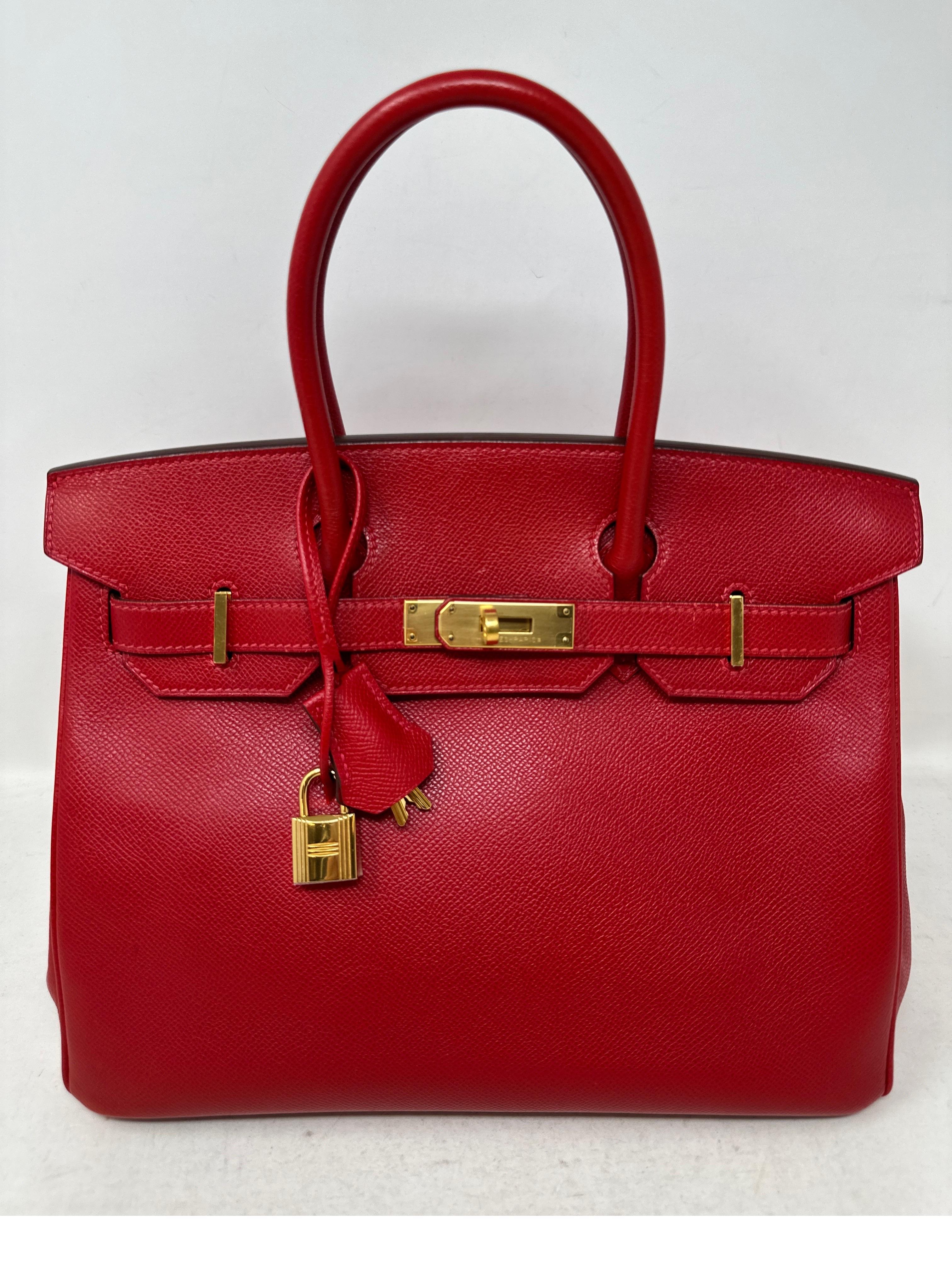 Hermès - Sac Birkin 30 rouge Casaque en vente 10
