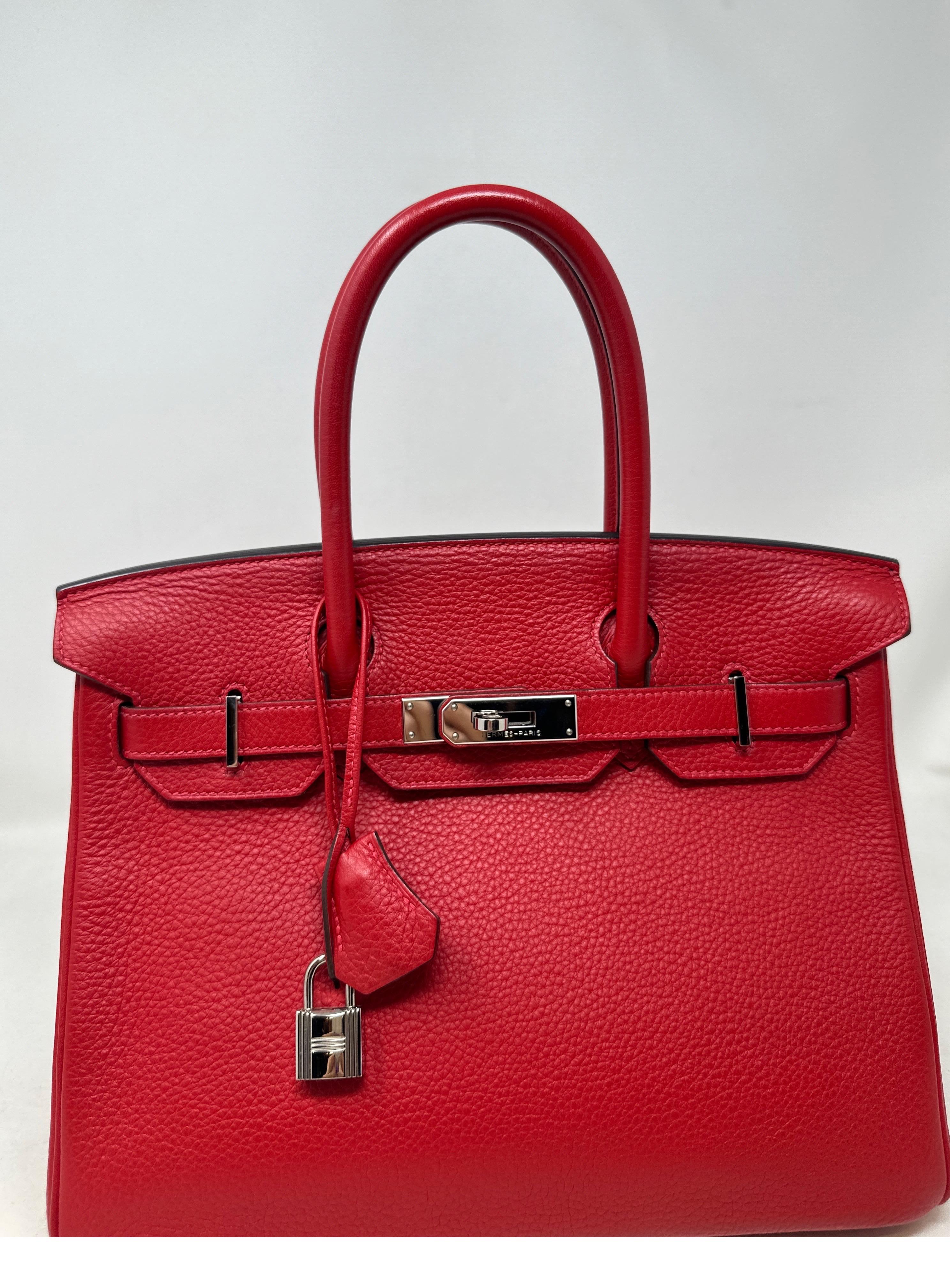 Birkin 30 Tasche von Hermès Rouge Casaque im Angebot 10