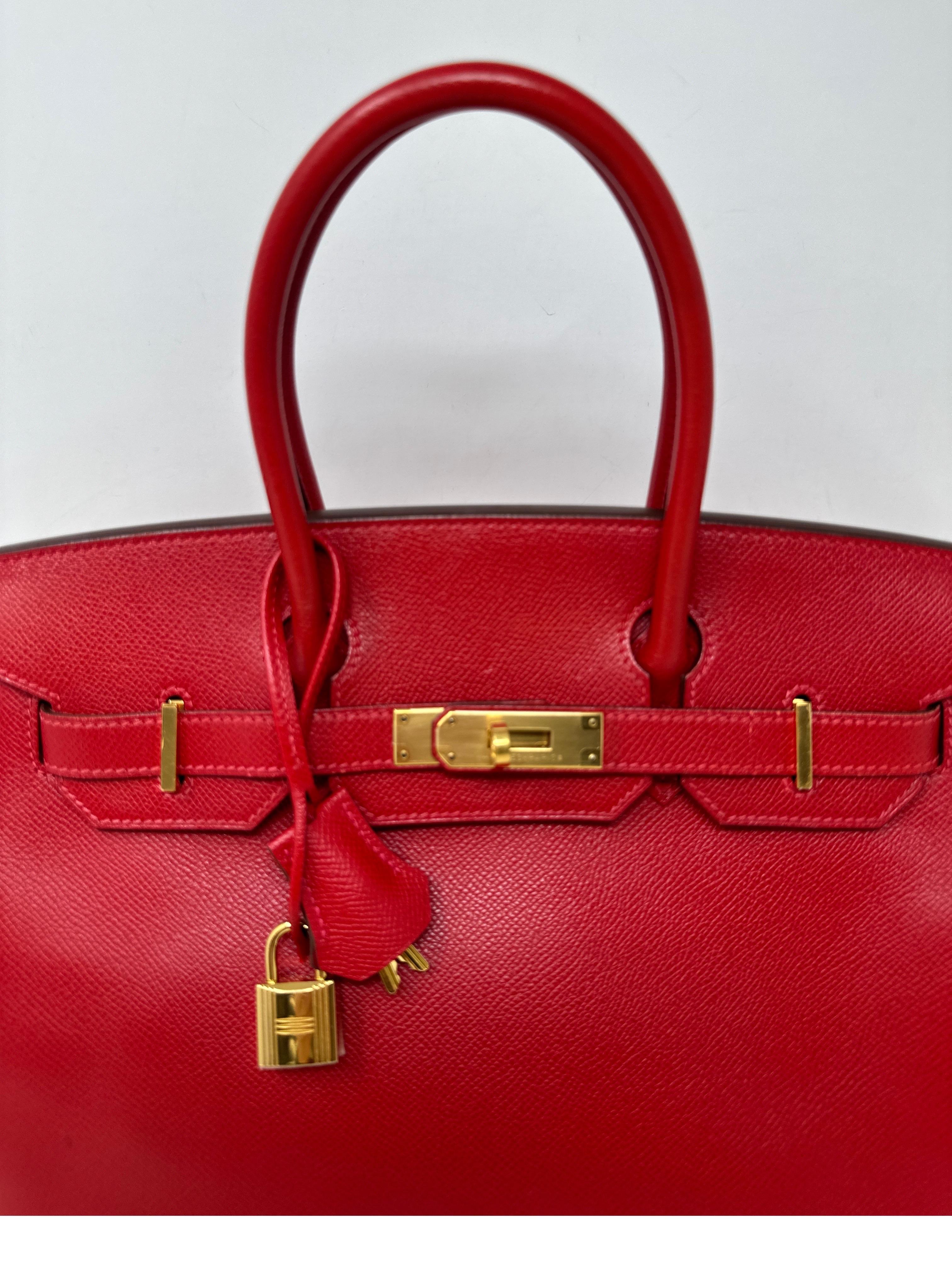 Hermès - Sac Birkin 30 rouge Casaque en vente 11