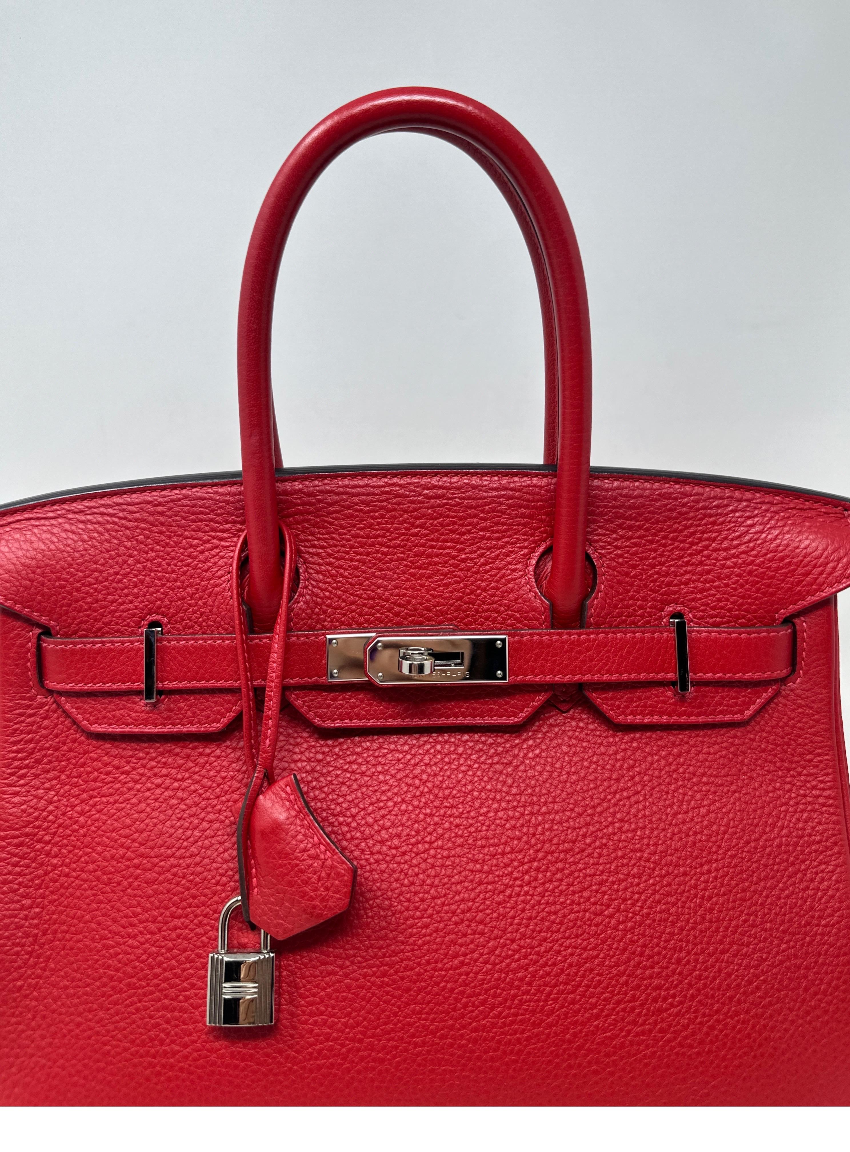 Birkin 30 Tasche von Hermès Rouge Casaque im Angebot 11