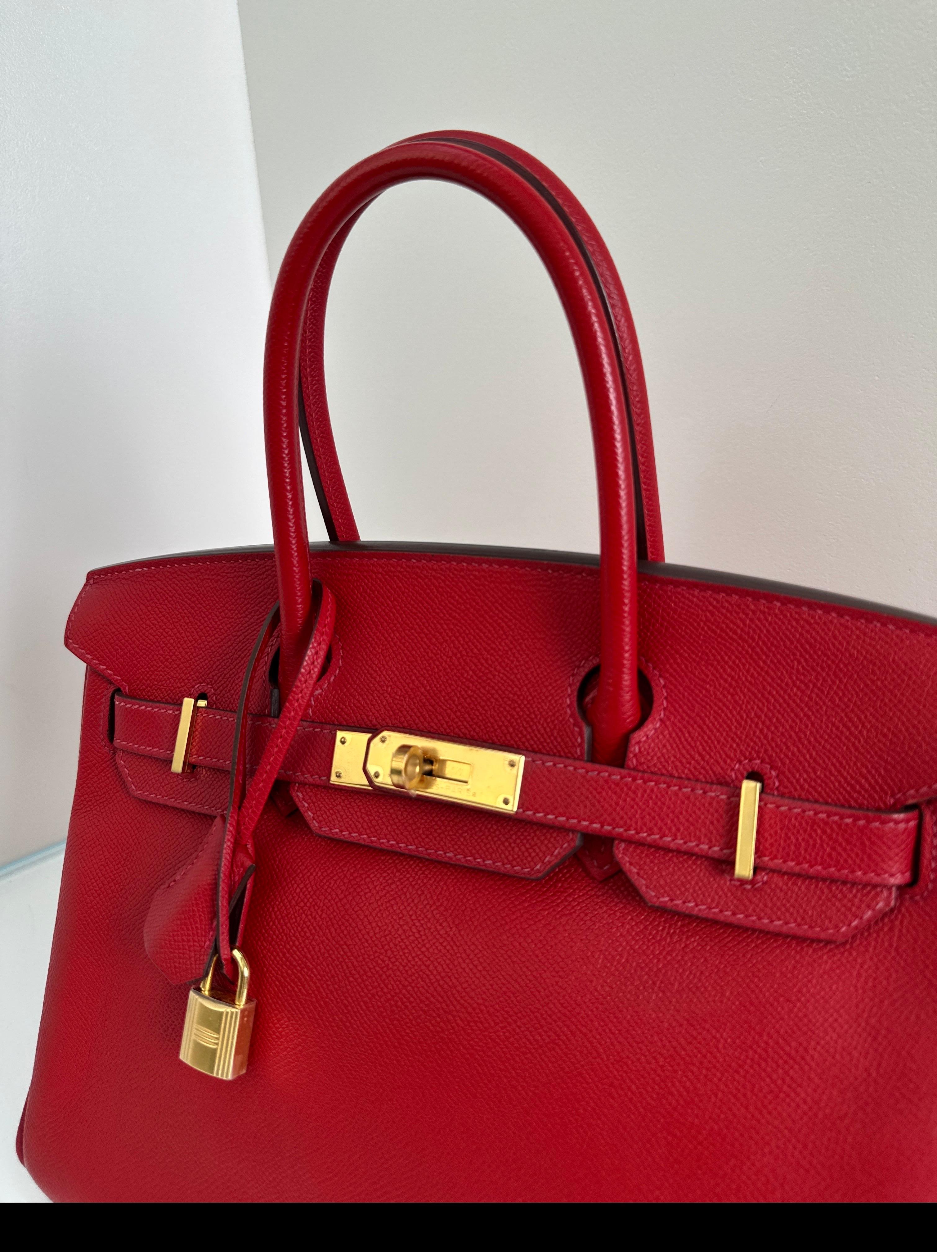 Hermès - Sac Birkin 30 rouge Casaque en vente 12