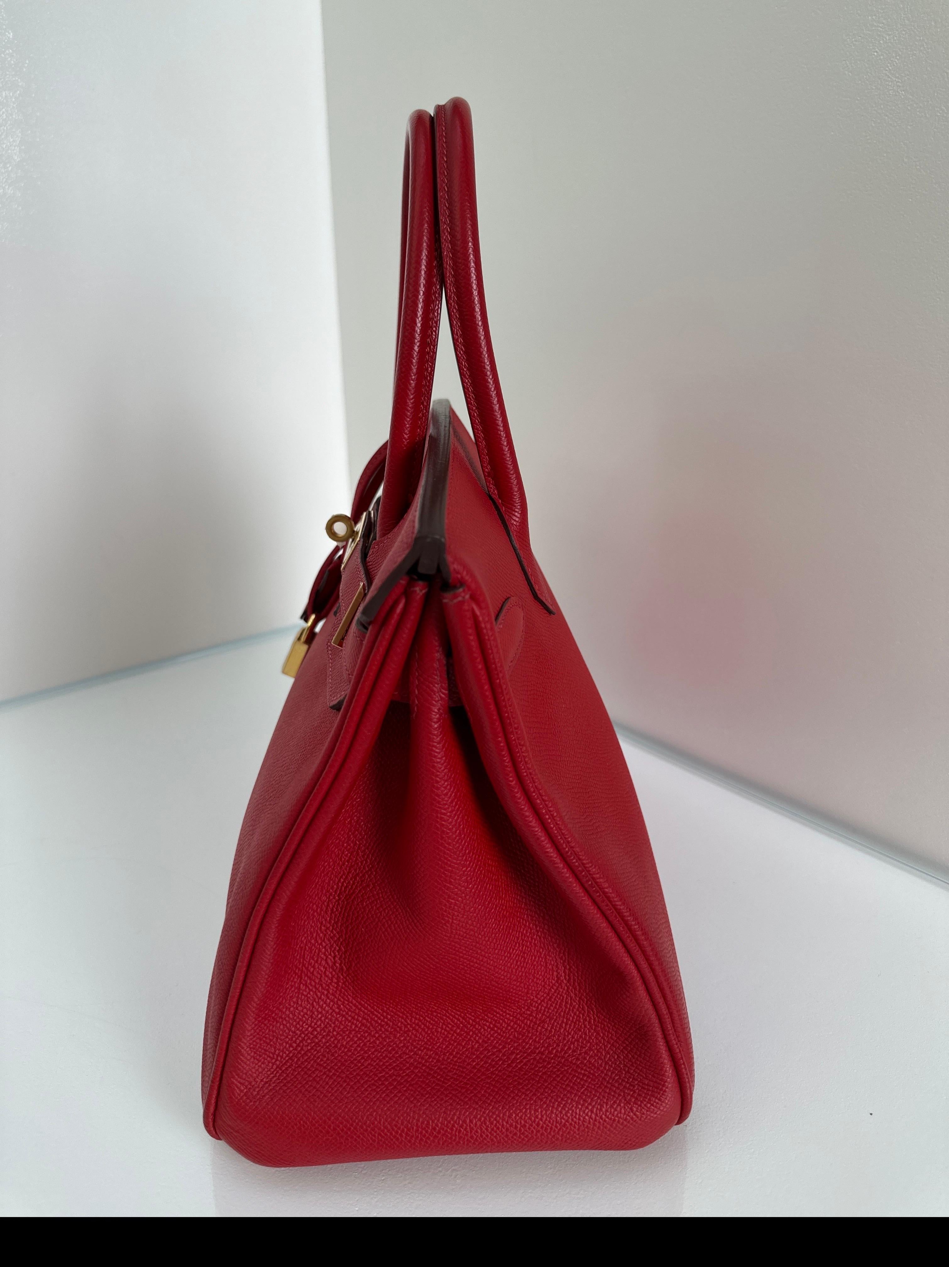 Hermès - Sac Birkin 30 rouge Casaque en vente 14
