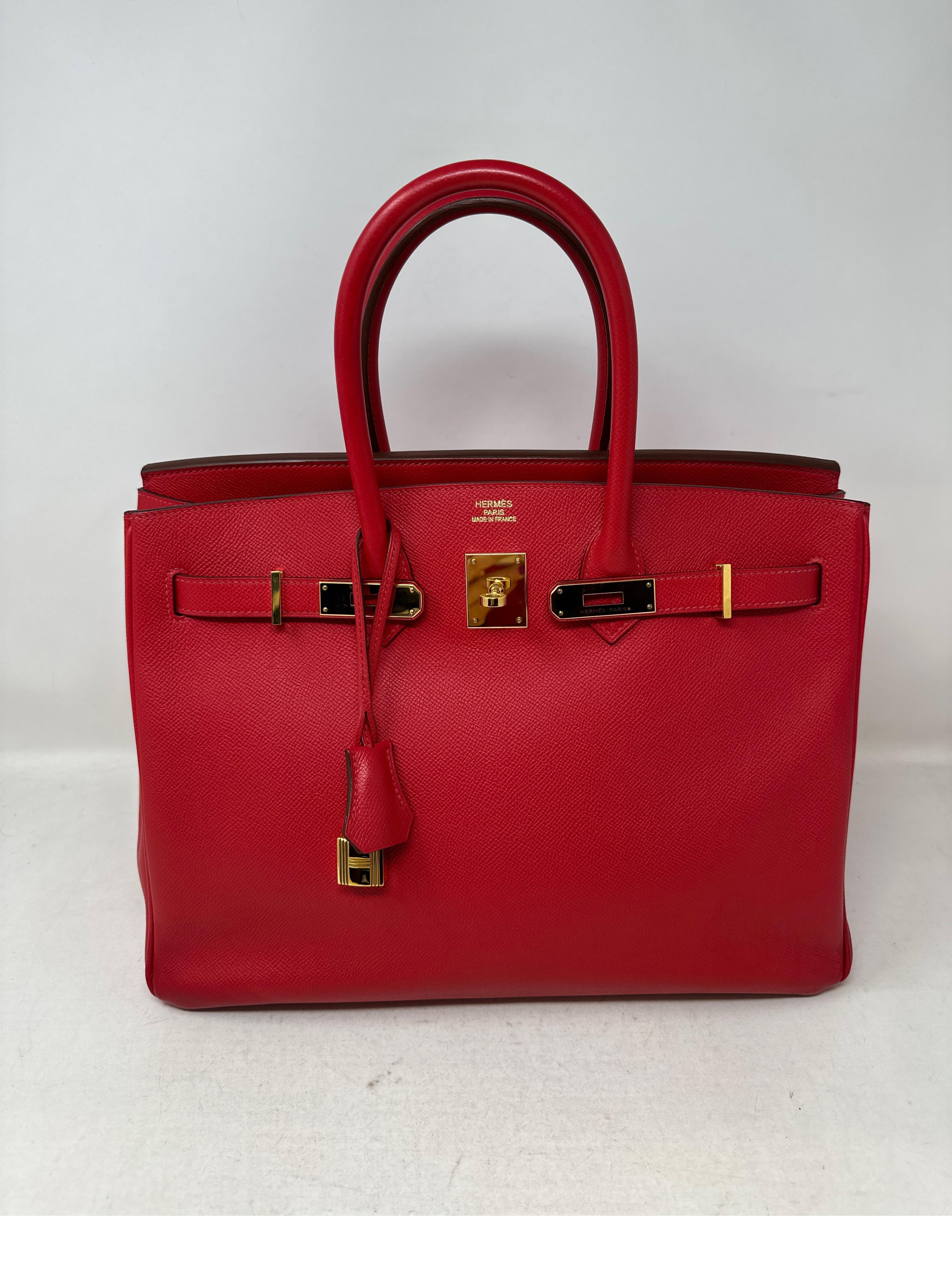 Hermes Rouge Casaque Birkin 30 Bag. Gold hardware. Good condition. Epsom leather. Interior clean. Most wanted red color. Includes clochette, lock, keys, and dust bag. Guaranteed authentic. 