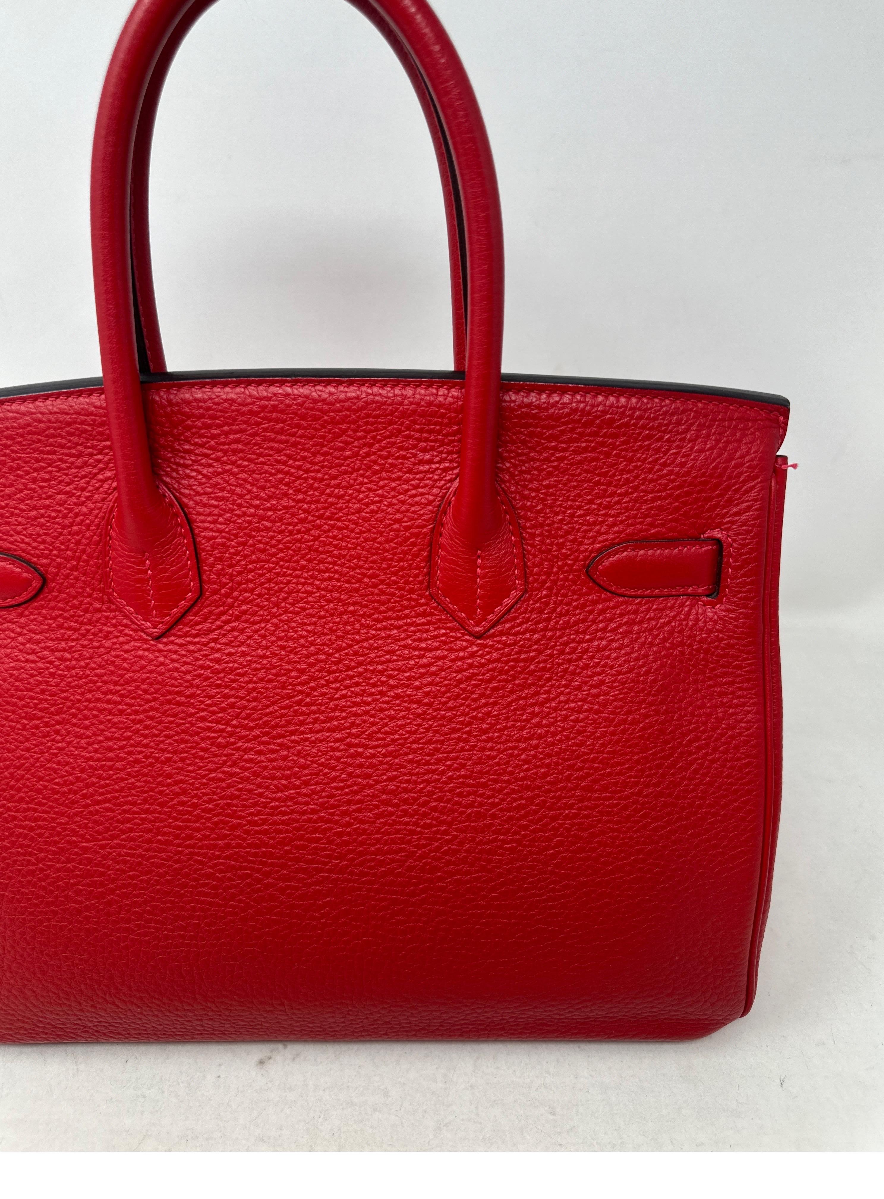 Birkin 30 Tasche von Hermès Rouge Casaque im Angebot 14