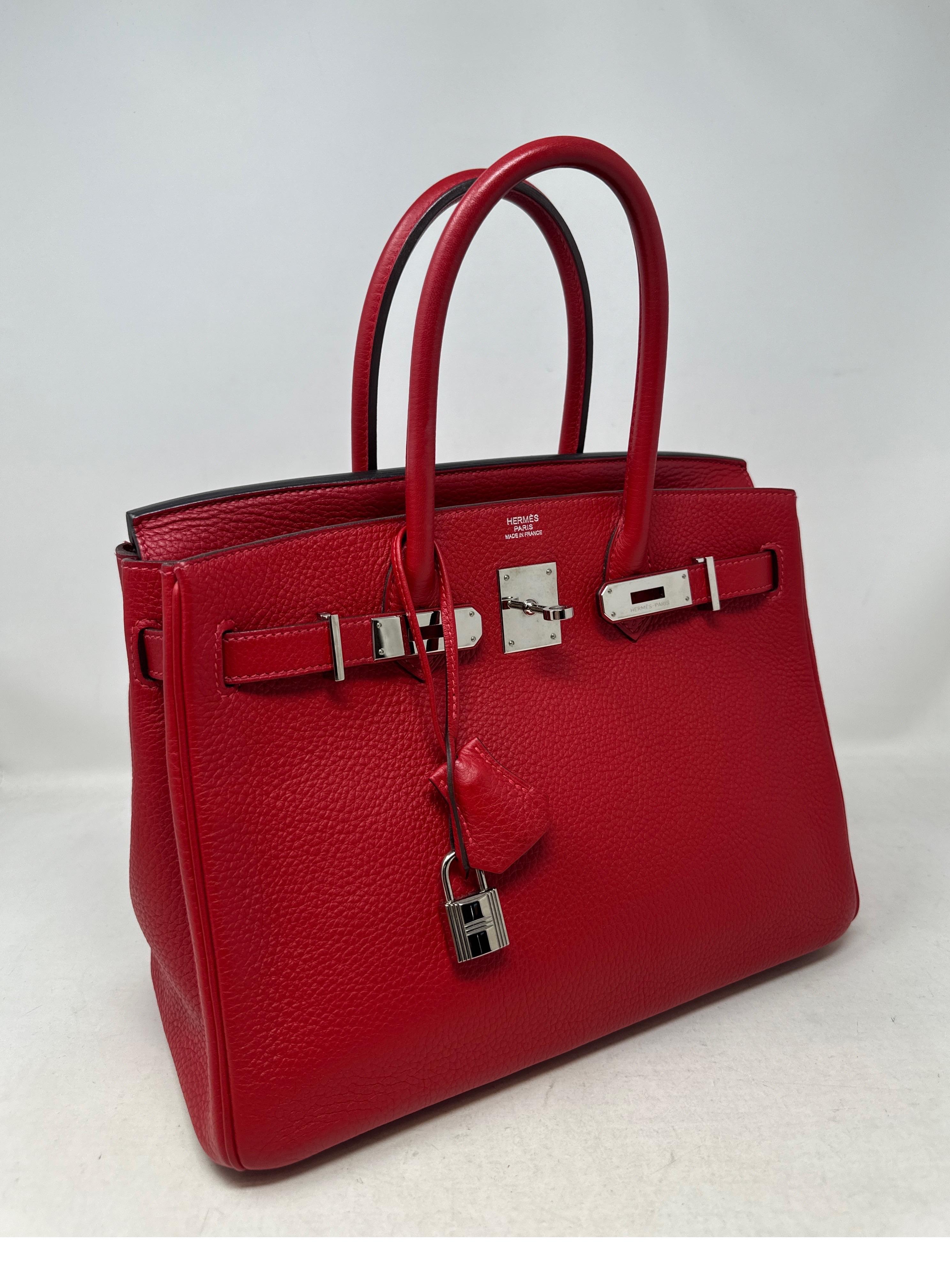 Hermes Rouge Casaque Birkin 30 Bag In Excellent Condition For Sale In Athens, GA