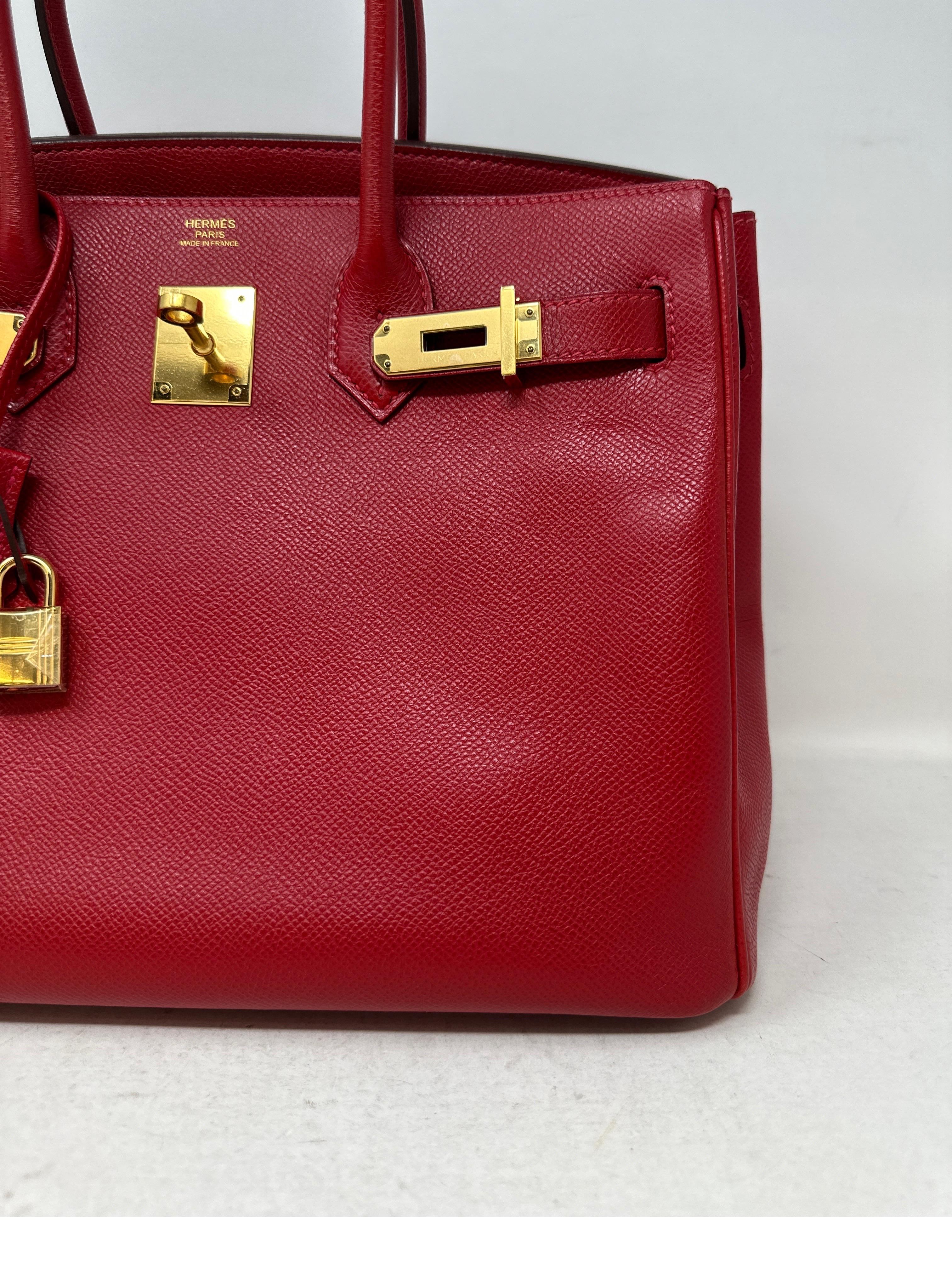 Red Hermes Rouge Casaque Birkin 30 Bag For Sale