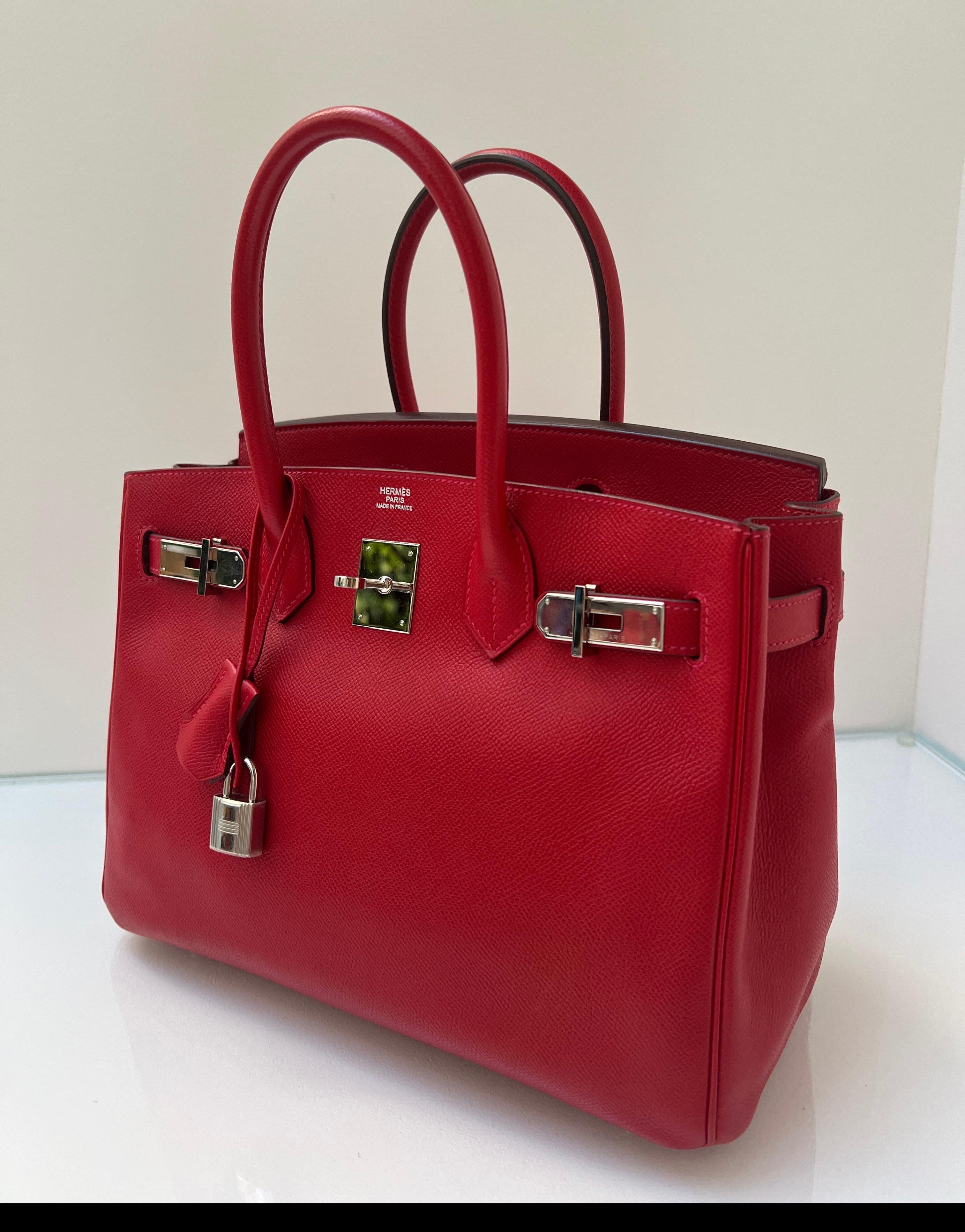 Hermes Rouge Casaque Birkin 30 Bag In Excellent Condition In Athens, GA