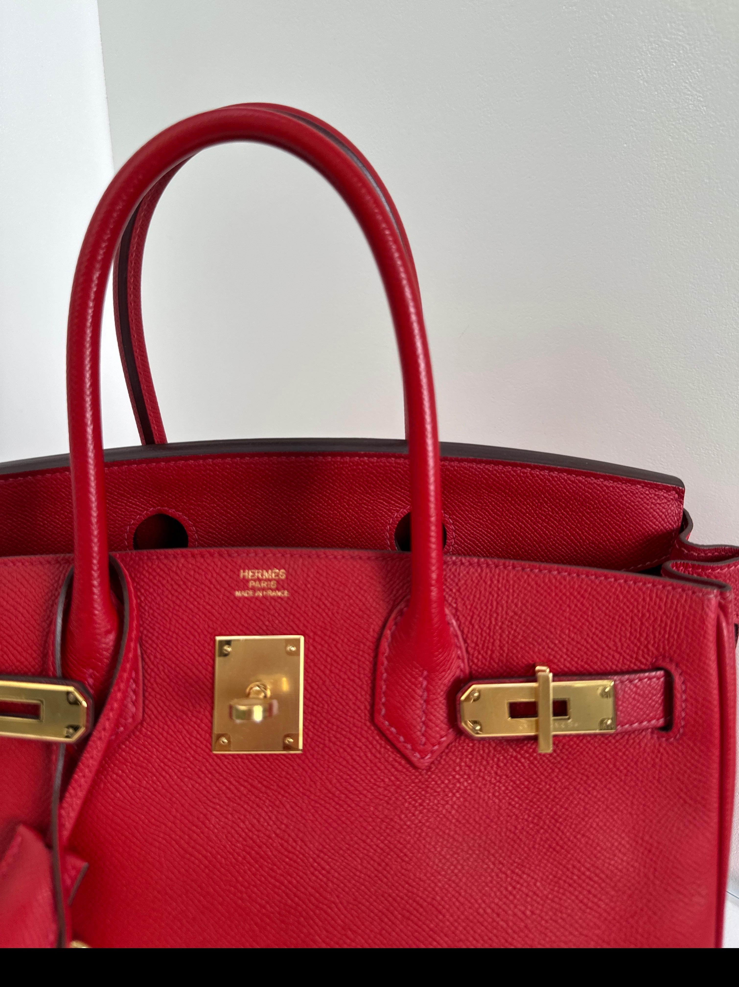 Hermès - Sac Birkin 30 rouge Casaque Excellent état - En vente à Athens, GA