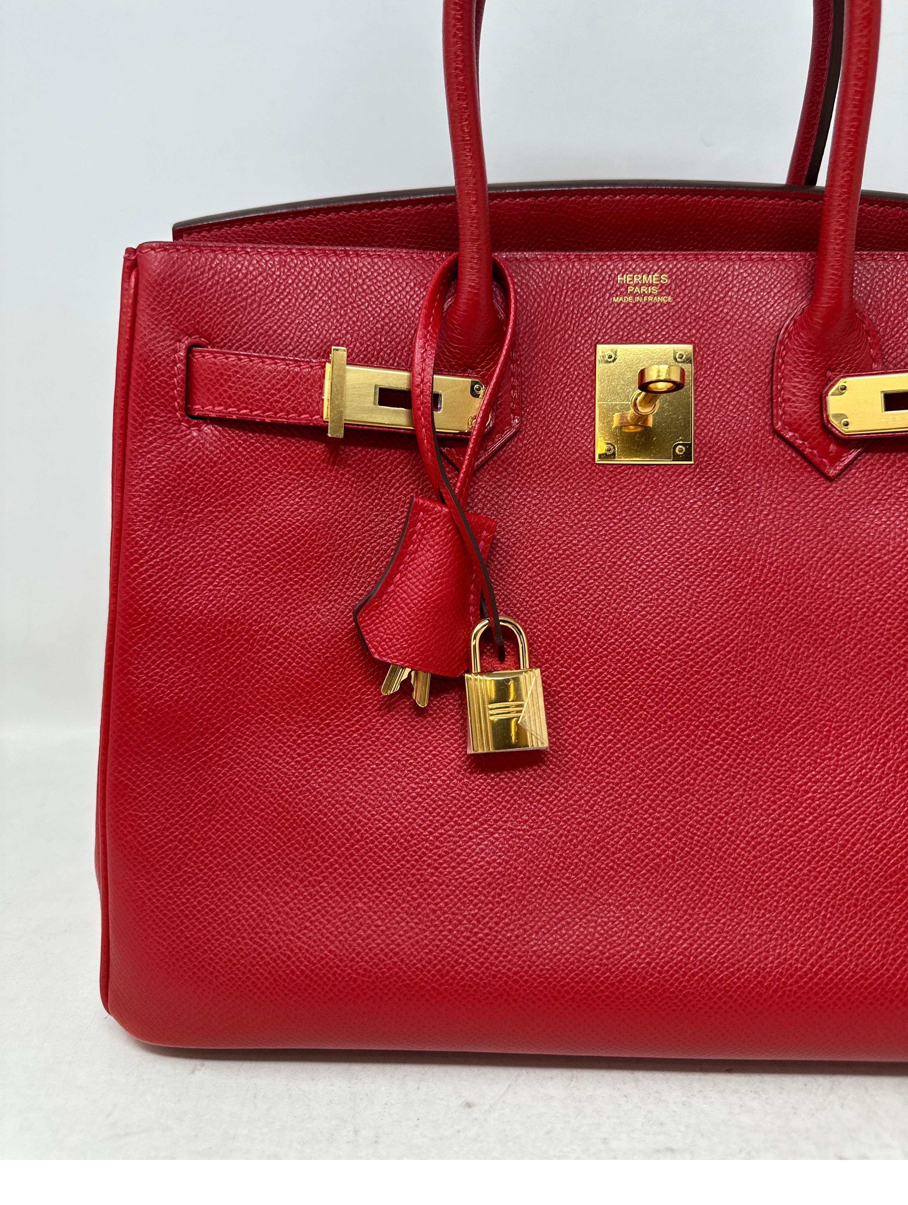 Hermes Rouge Casaque Birkin 30 Bag In Good Condition For Sale In Athens, GA