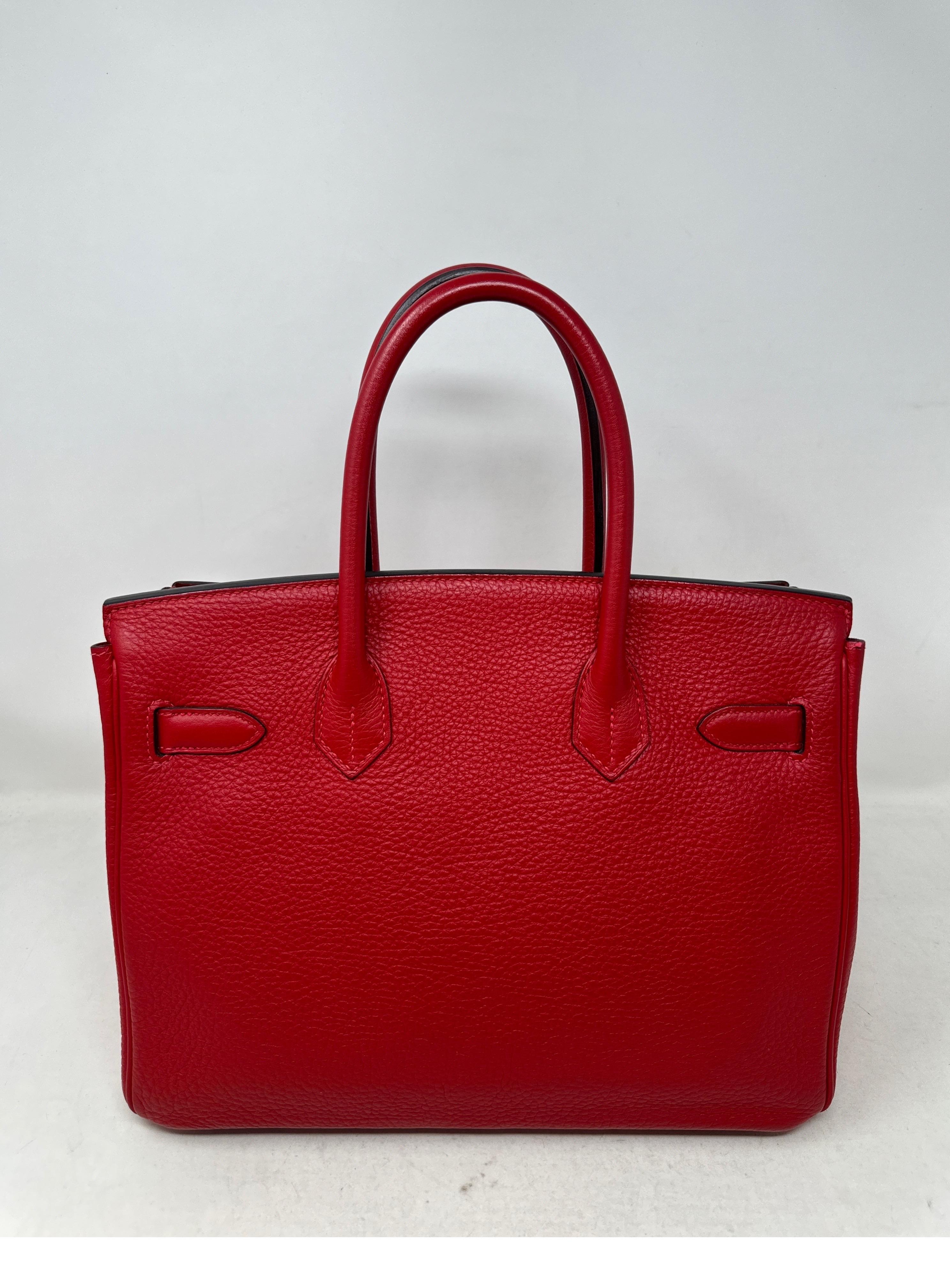 Hermès - Sac Birkin 30 rouge Casaque en vente 1