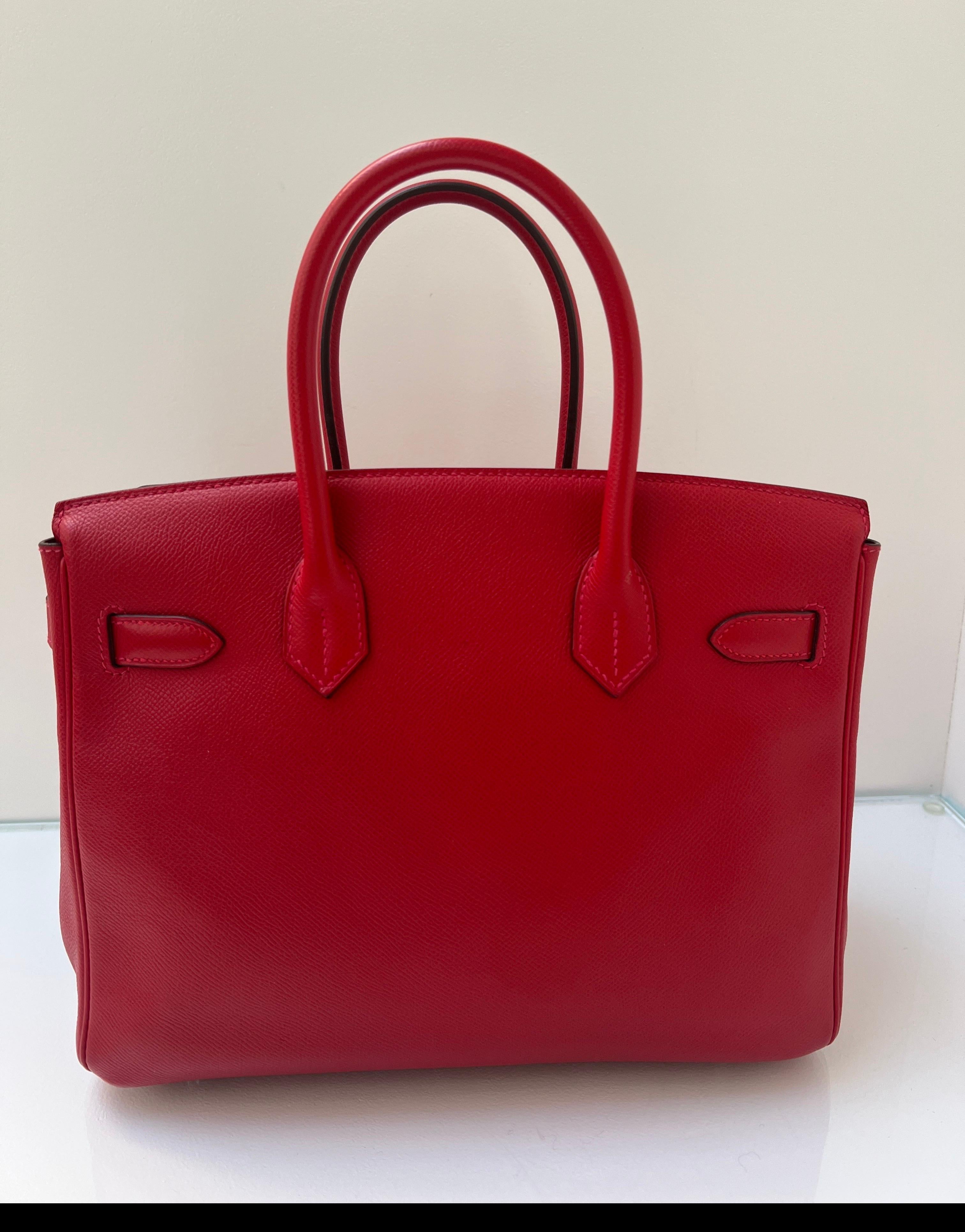 Women's or Men's Hermes Rouge Casaque Birkin 30 Bag