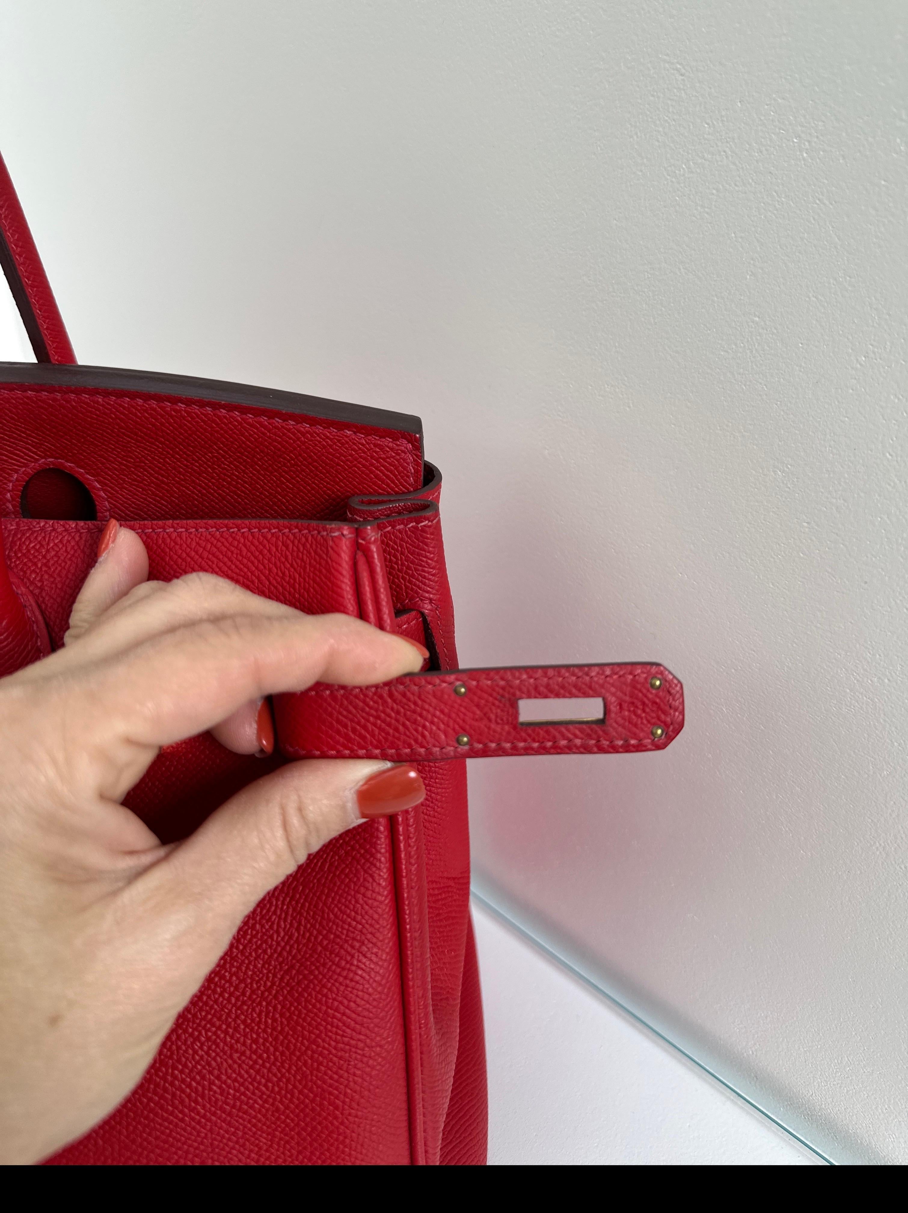 Hermès - Sac Birkin 30 rouge Casaque Unisexe en vente