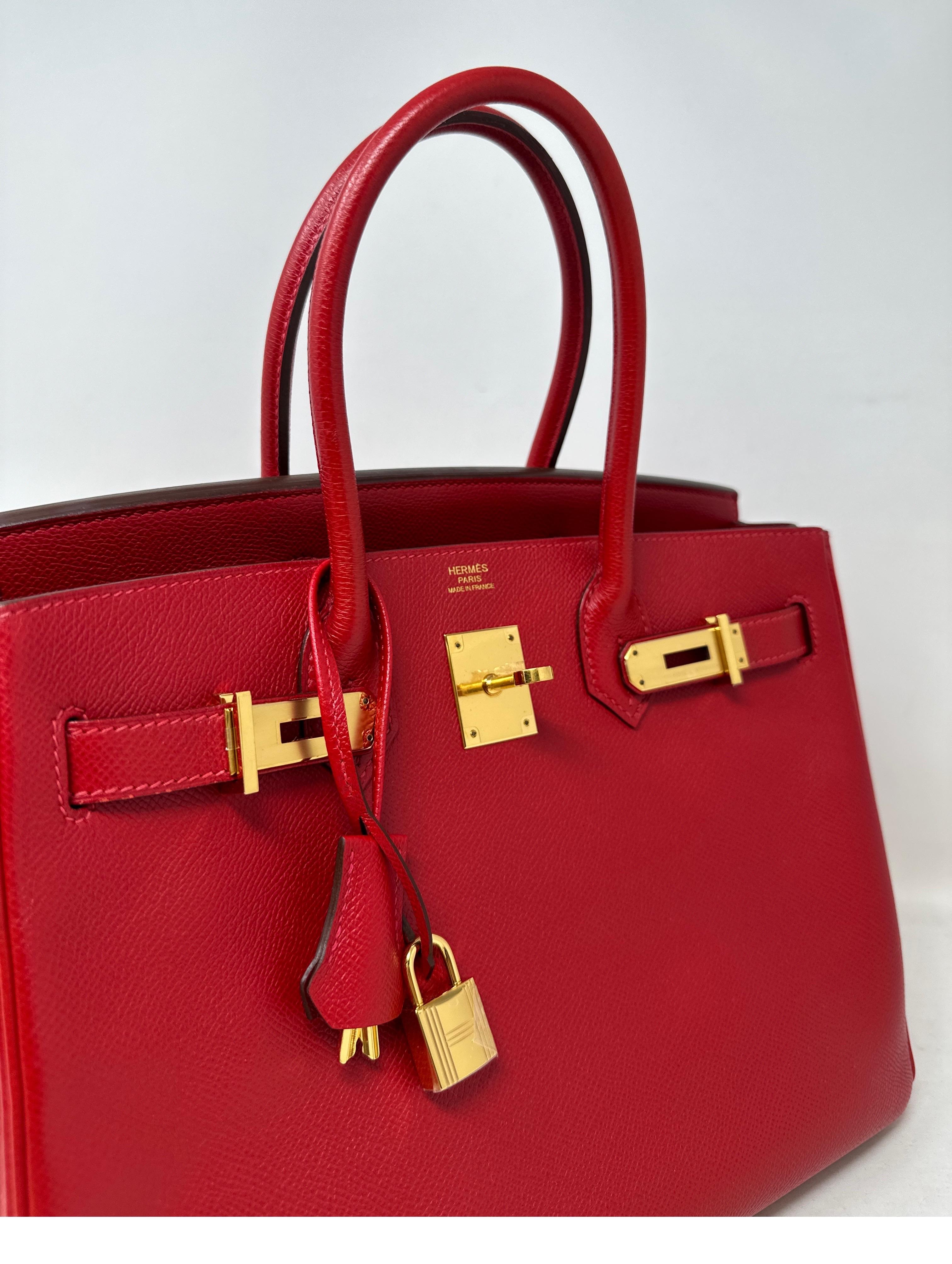 Women's or Men's Hermes Rouge Casaque Birkin 30 Bag For Sale