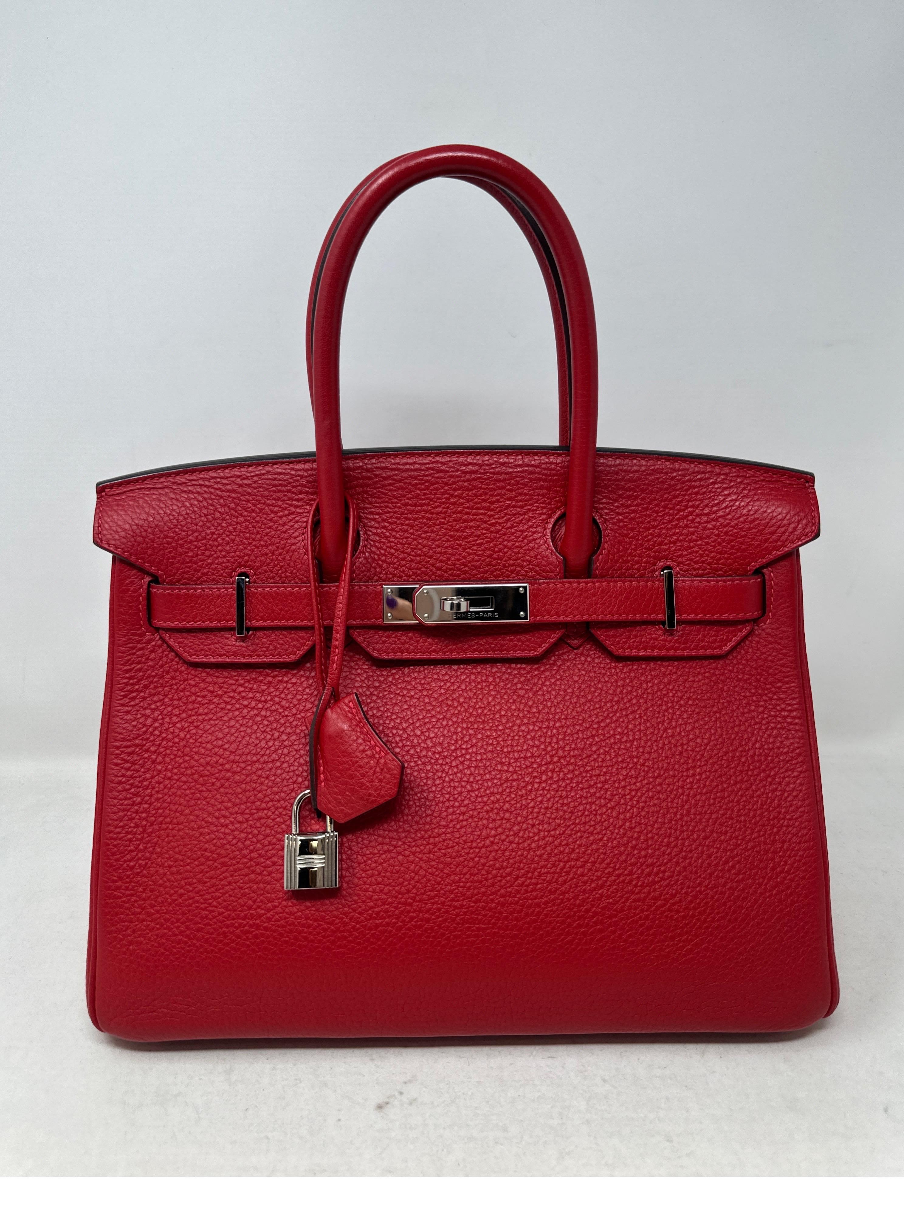 Birkin 30 Tasche von Hermès Rouge Casaque im Angebot 3