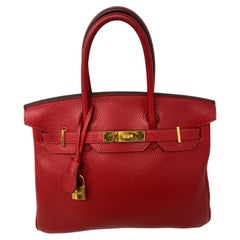 Hermes Rouge Casaque Birkin 30 Bag 
