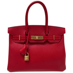 Hermes Rouge Casaque Birkin 30 Bag