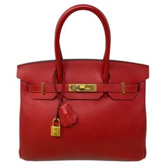 Hermes Rouge Casaque Birkin 30 Bag 