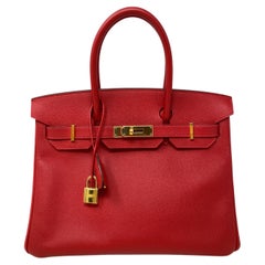 Hermes Rouge Casaque Birkin 30 Bag