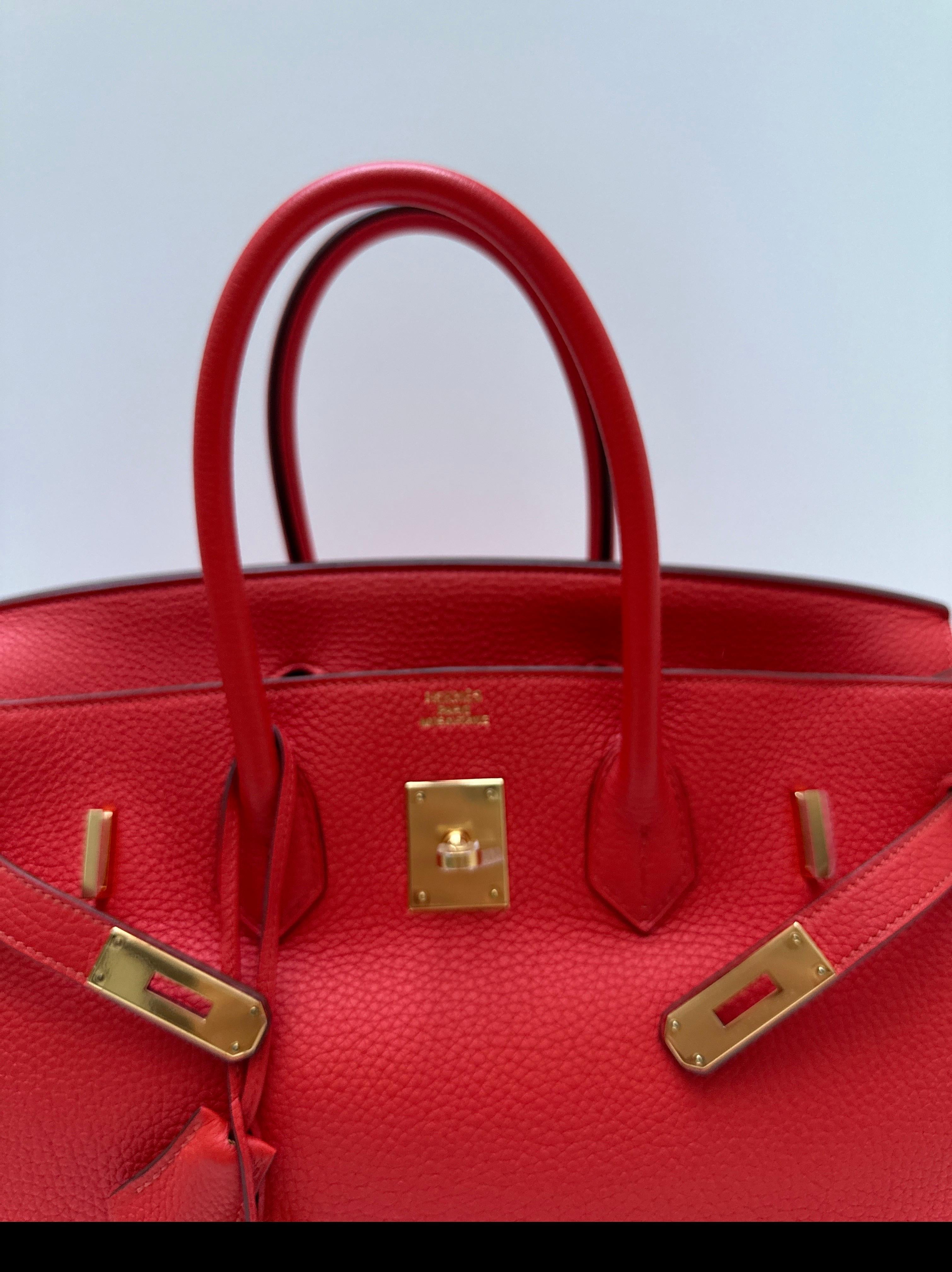 Hermes Rouge Pivoine Birkin 35 Bag 5