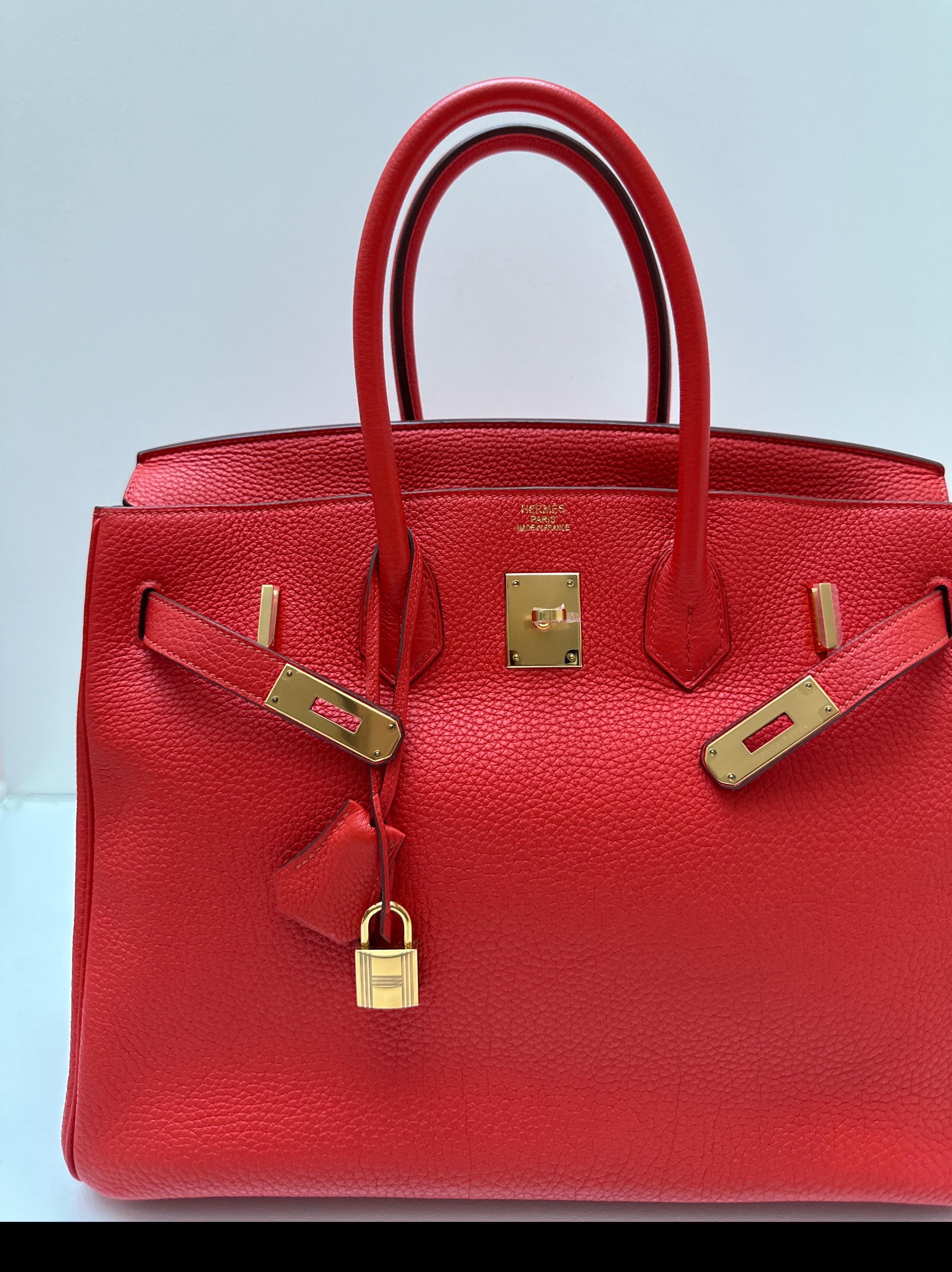 Hermes Rouge Pivoine Birkin 35 Bag 6