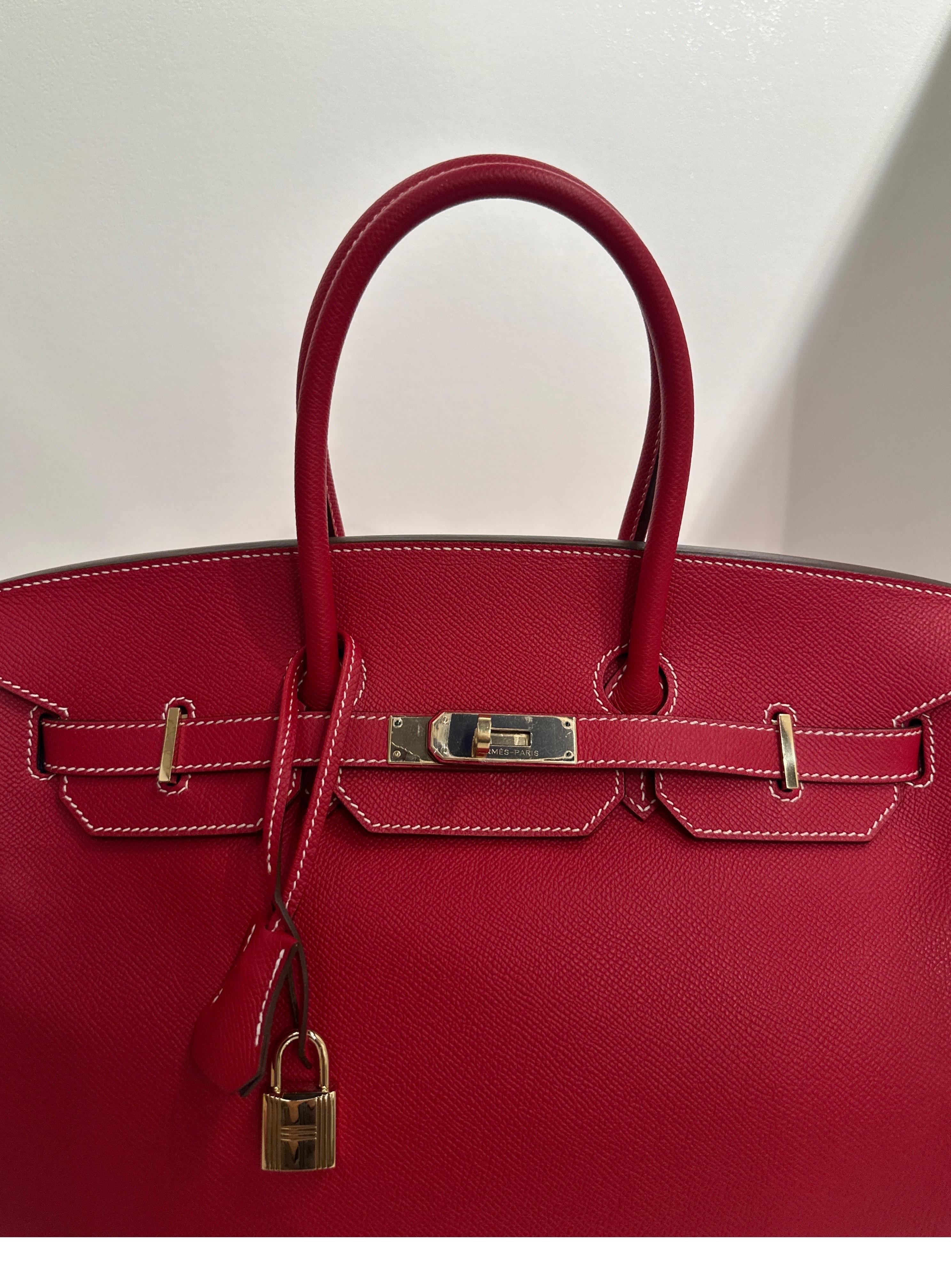 Hermes Rouge Casaque Birkin 35 Bag 7