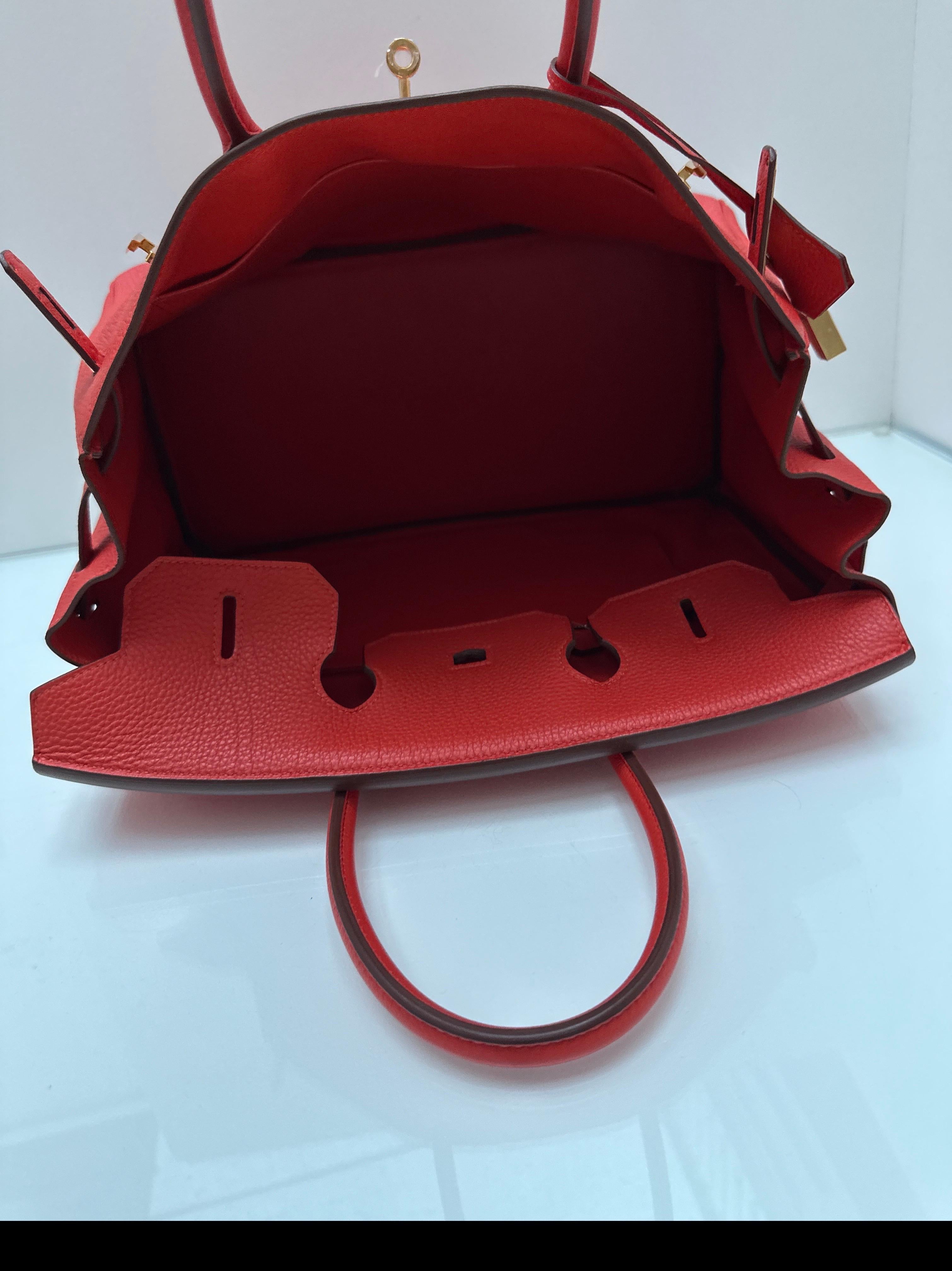 Hermes Rouge Pivoine Birkin 35 Bag 7