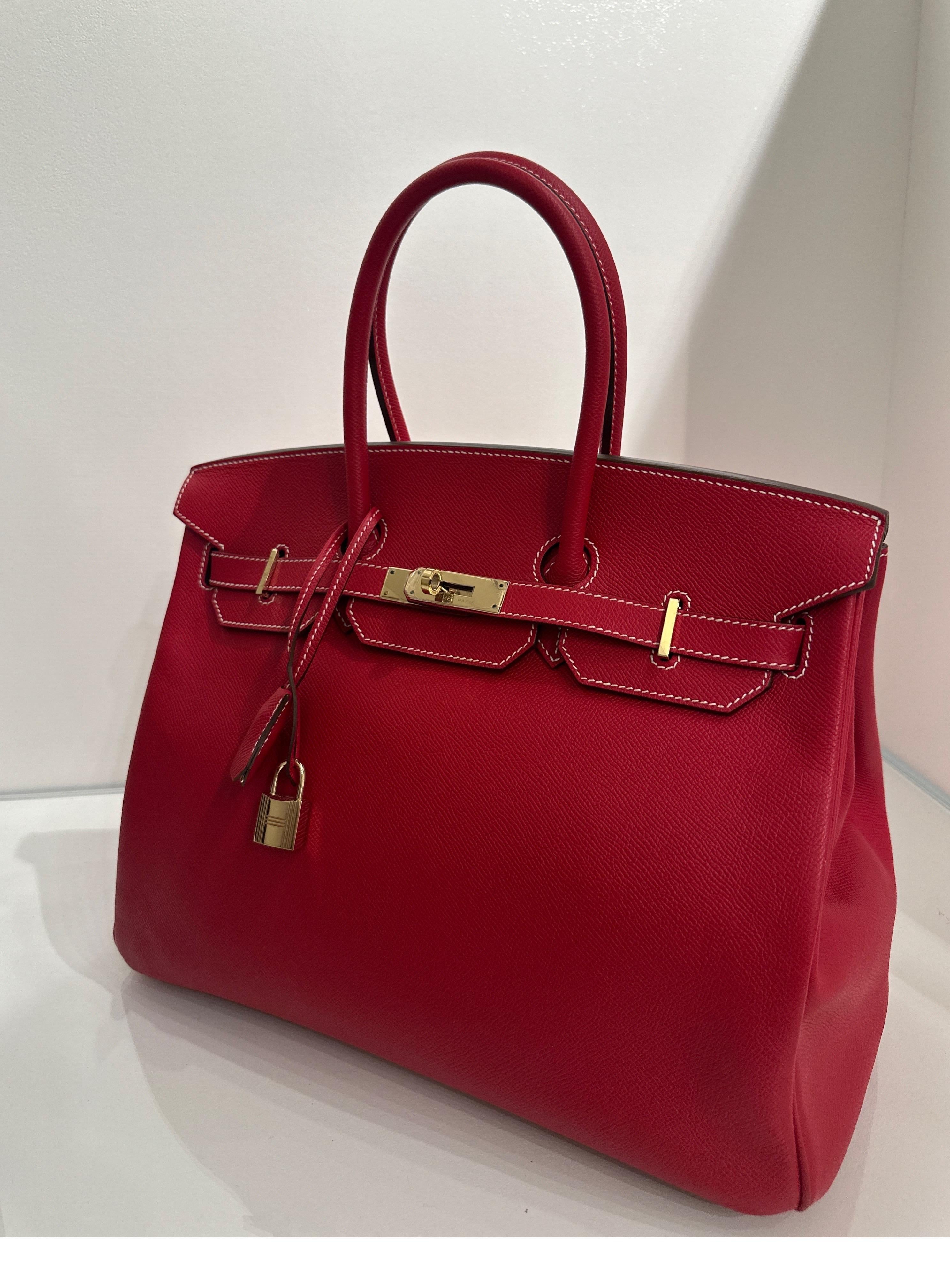 Hermes Rouge Casaque Birkin 35 Bag 8