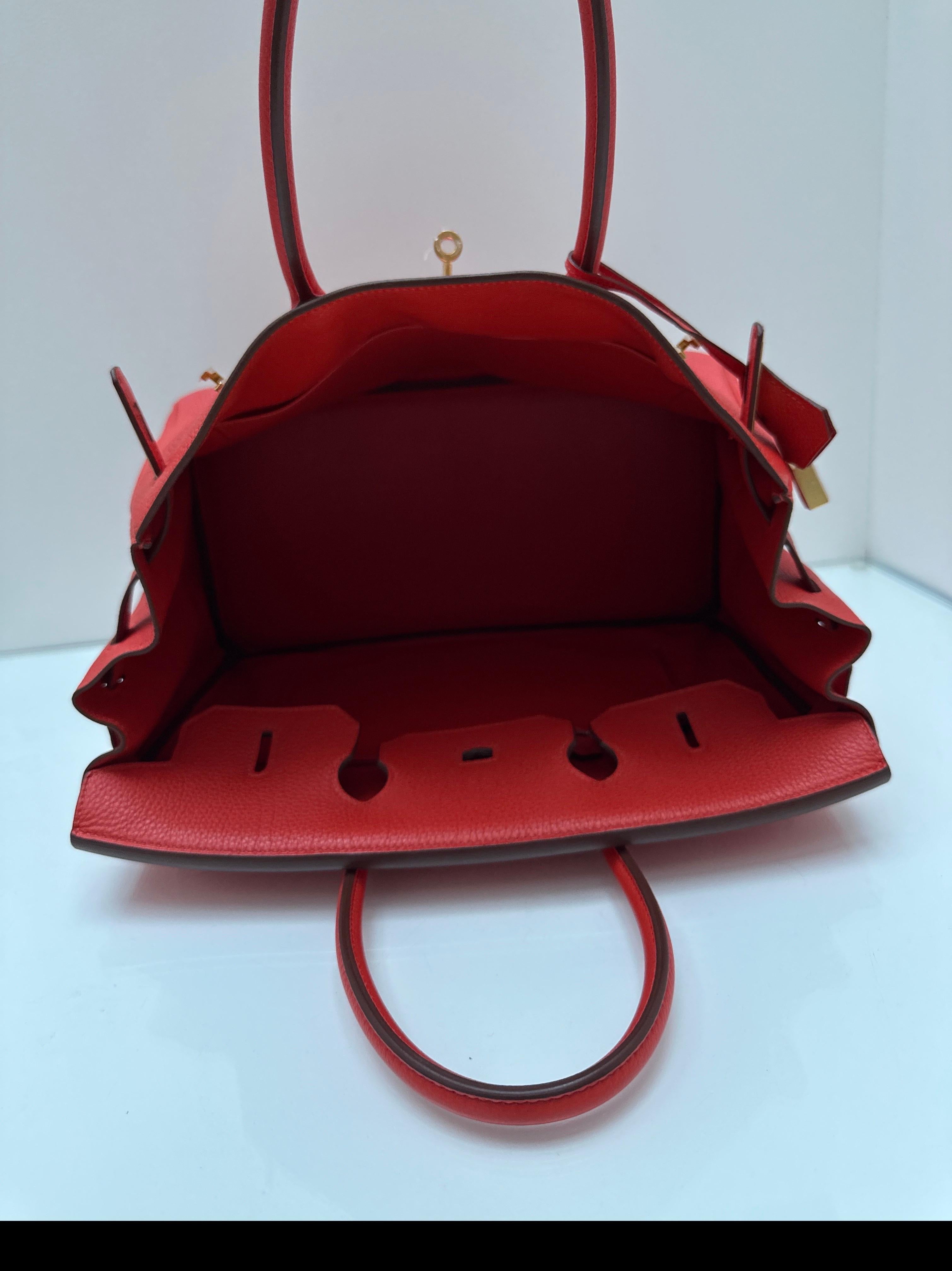 Hermes Rouge Pivoine Birkin 35 Bag 8