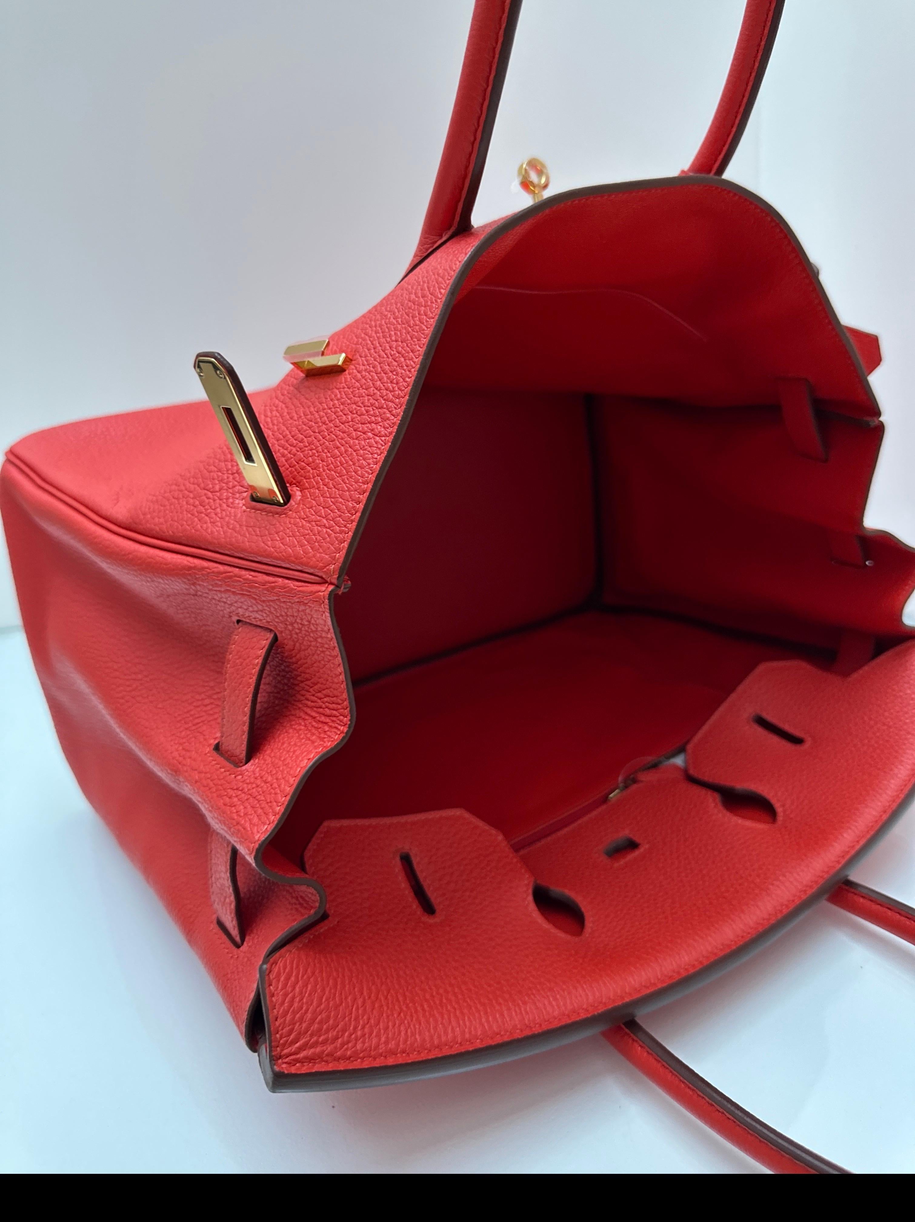 Hermes Rouge Pivoine Birkin 35 Bag 9