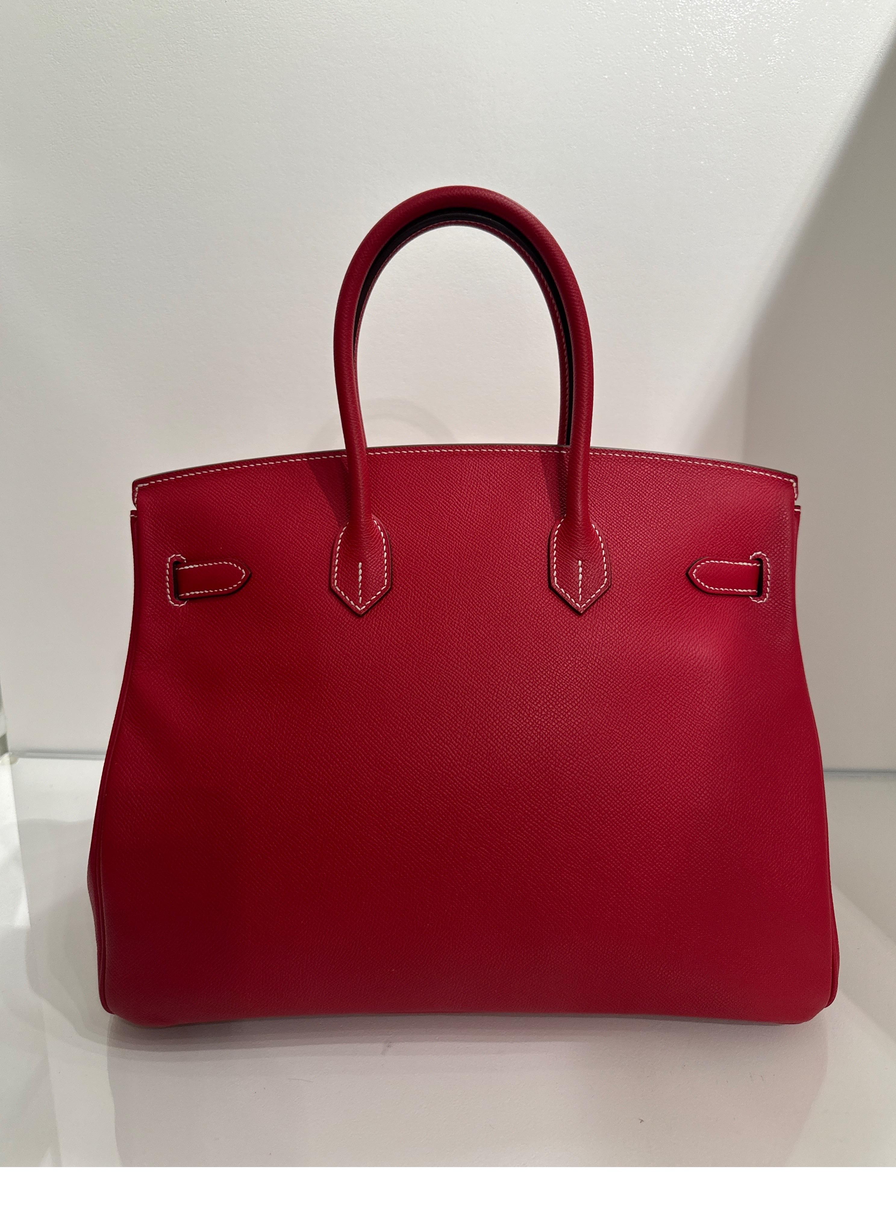 Hermes Rouge Casaque Birkin 35 Bag 10