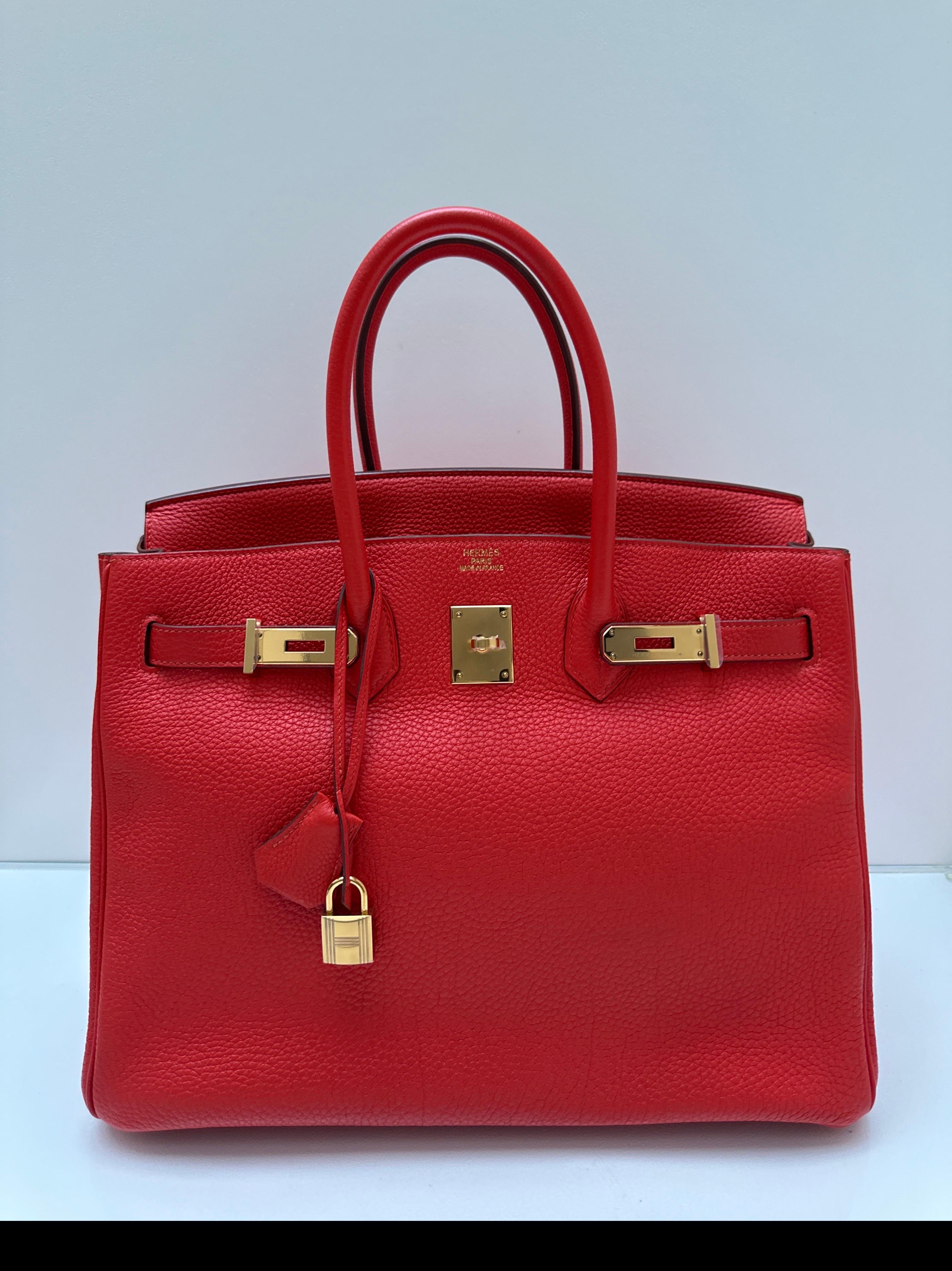 Hermes Rouge Pivoine Birkin 35 Bag 10