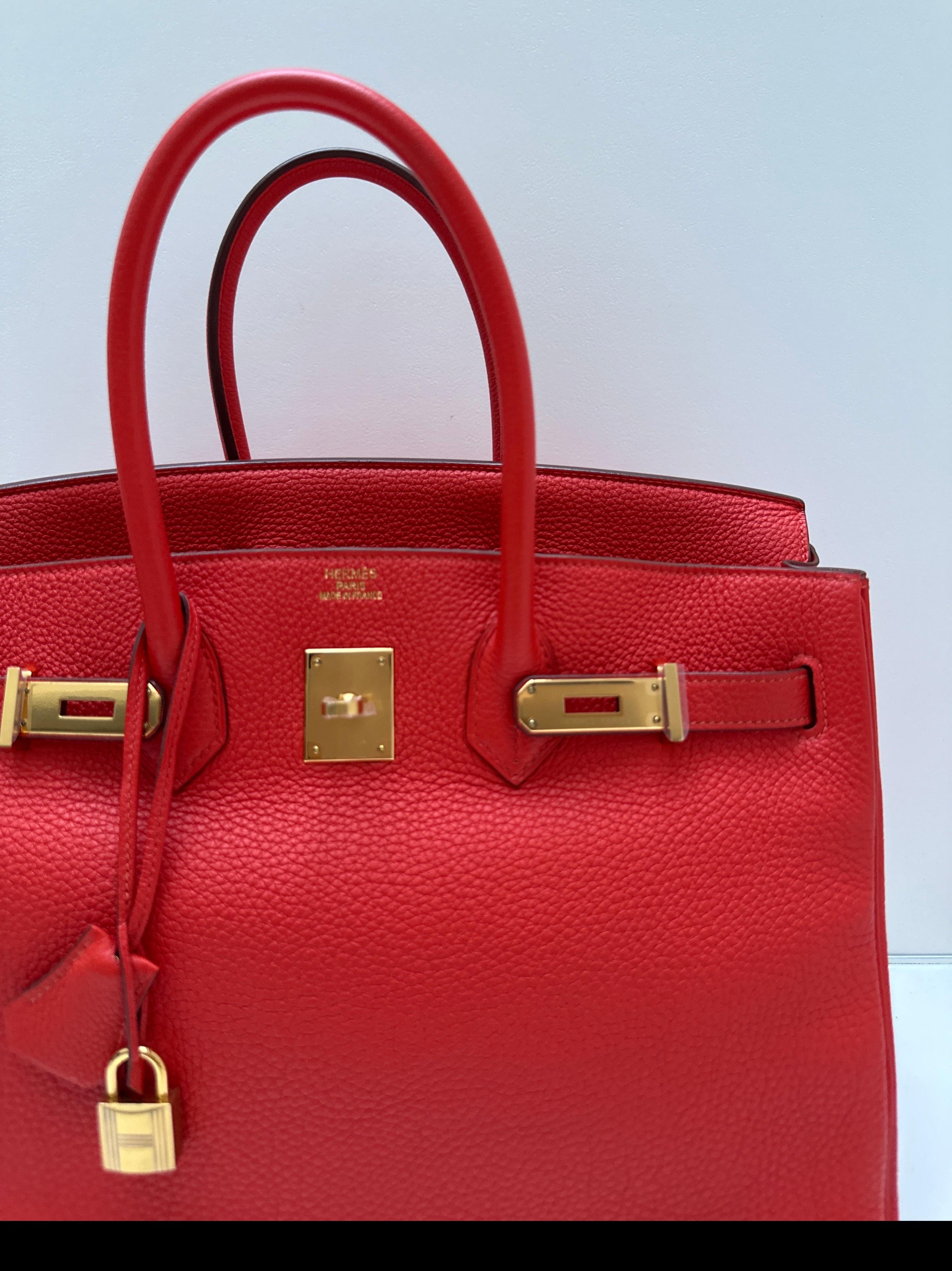 Hermes Rouge Pivoine Birkin 35 Bag 12