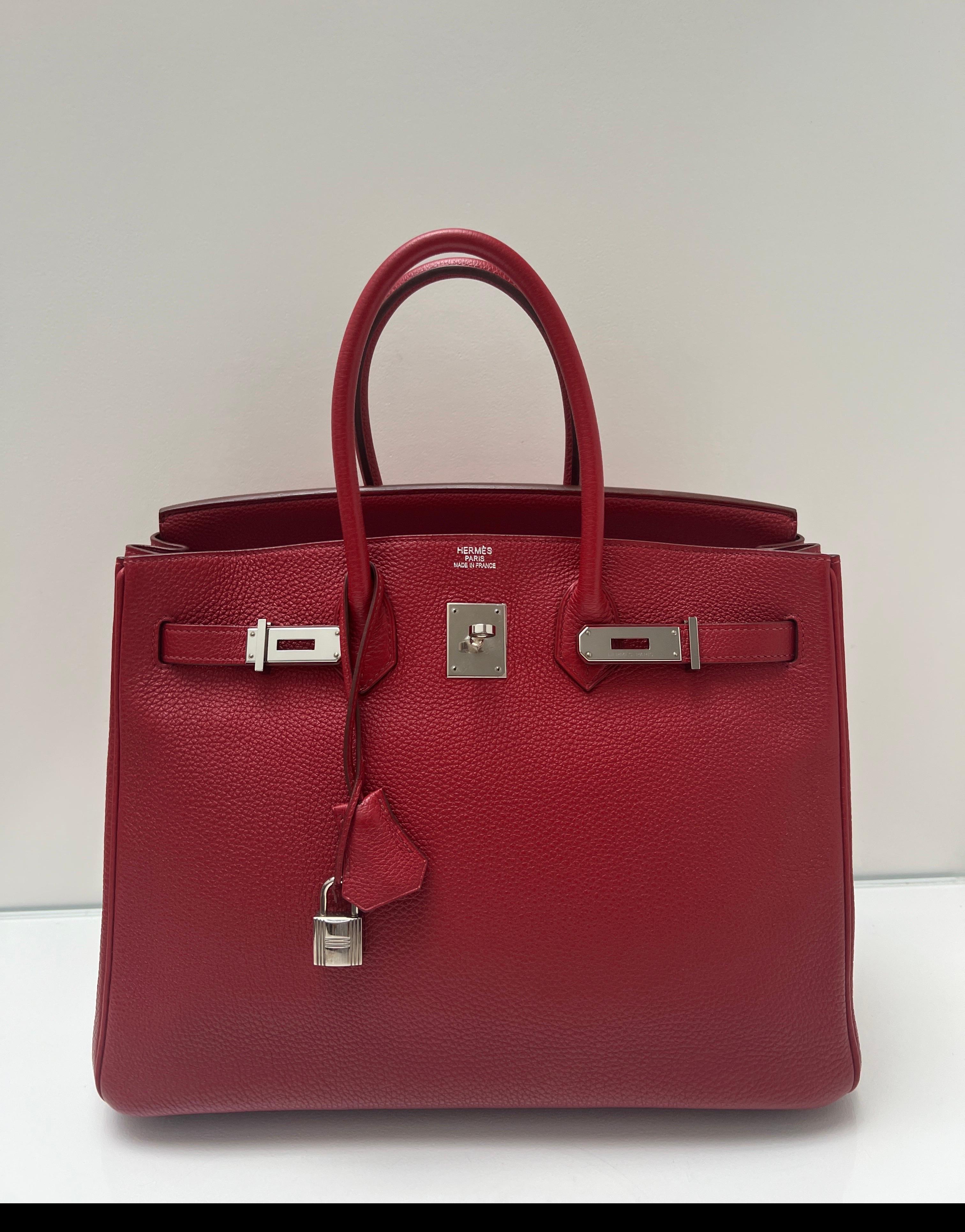Hermes Rouge Casaque Birkin 35 Bag For Sale 13