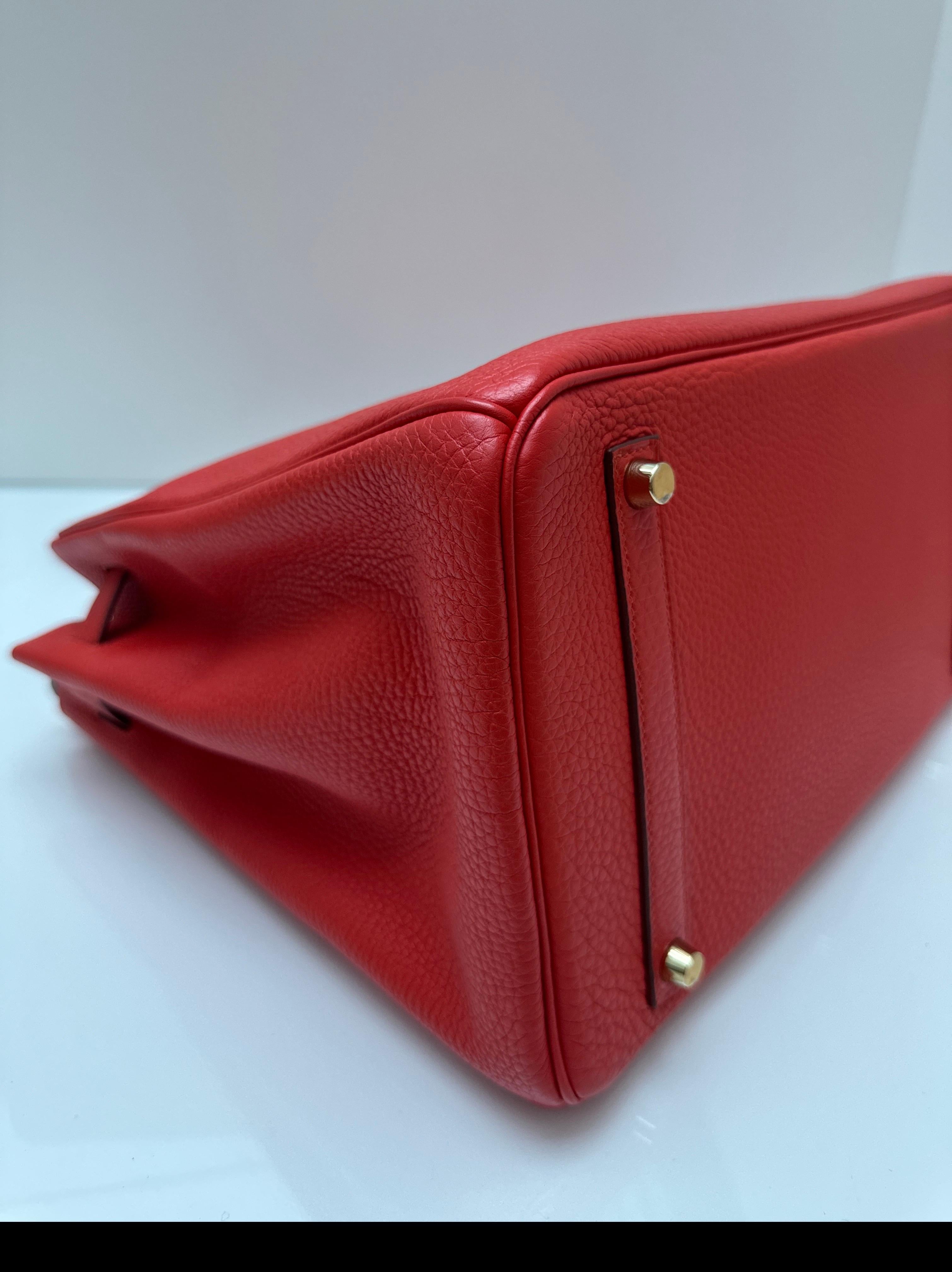 Hermes Rouge Pivoine Birkin 35 Bag 14