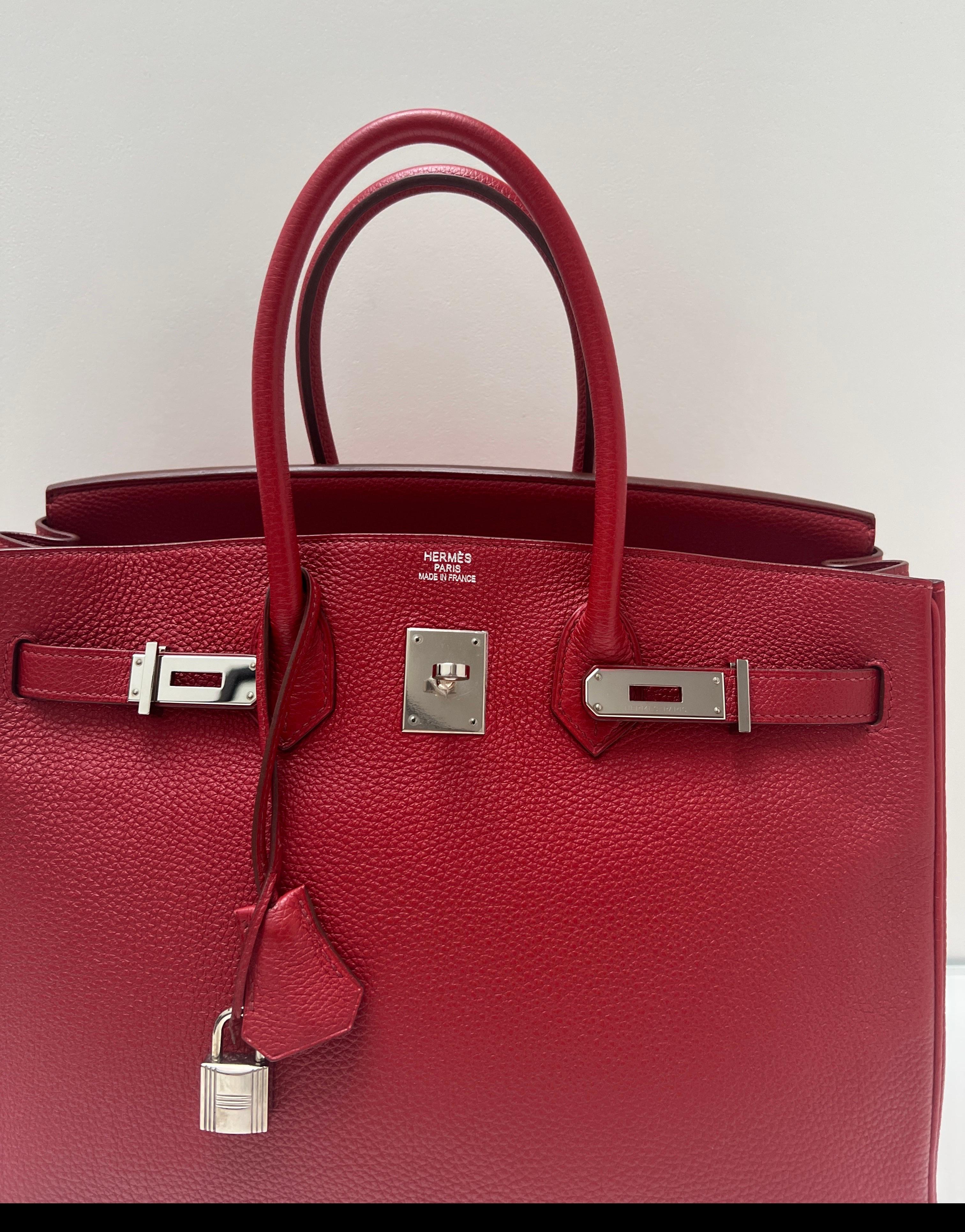 Hermes Rouge Casaque Birkin 35 Bag For Sale 14