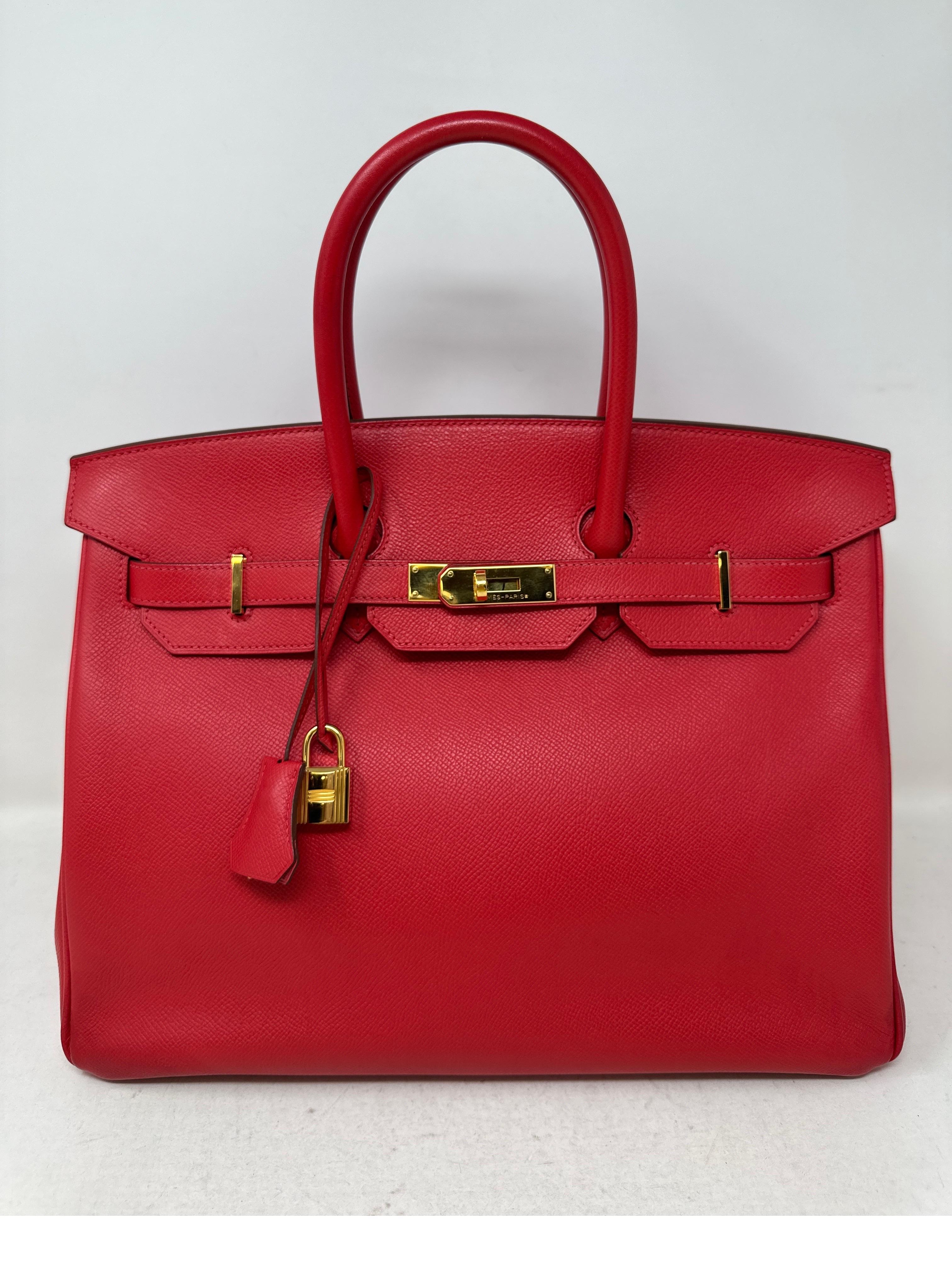Hermès - Sac Birkin 35 rouge Casaque Excellent état à Athens, GA